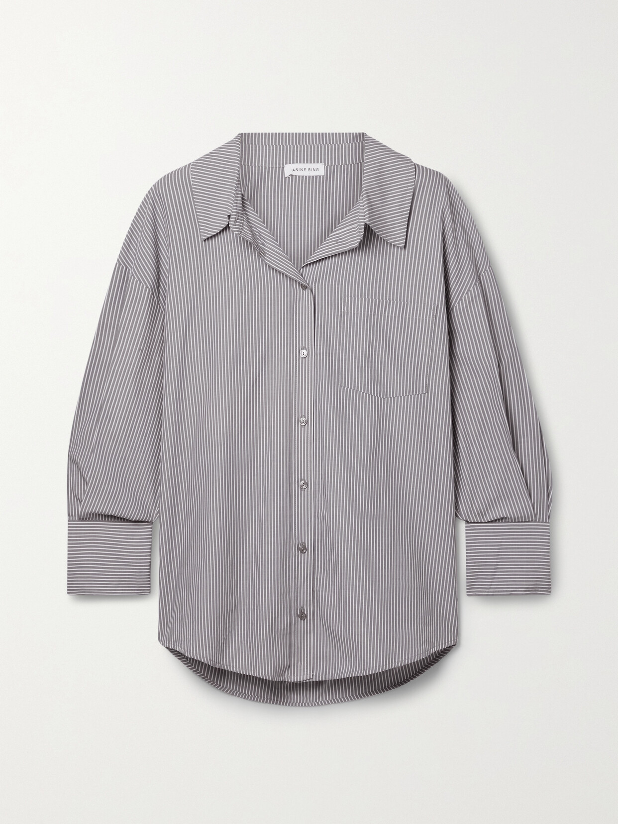 Anine Bing - Mika Striped Cotton-poplin Shirt - Gray