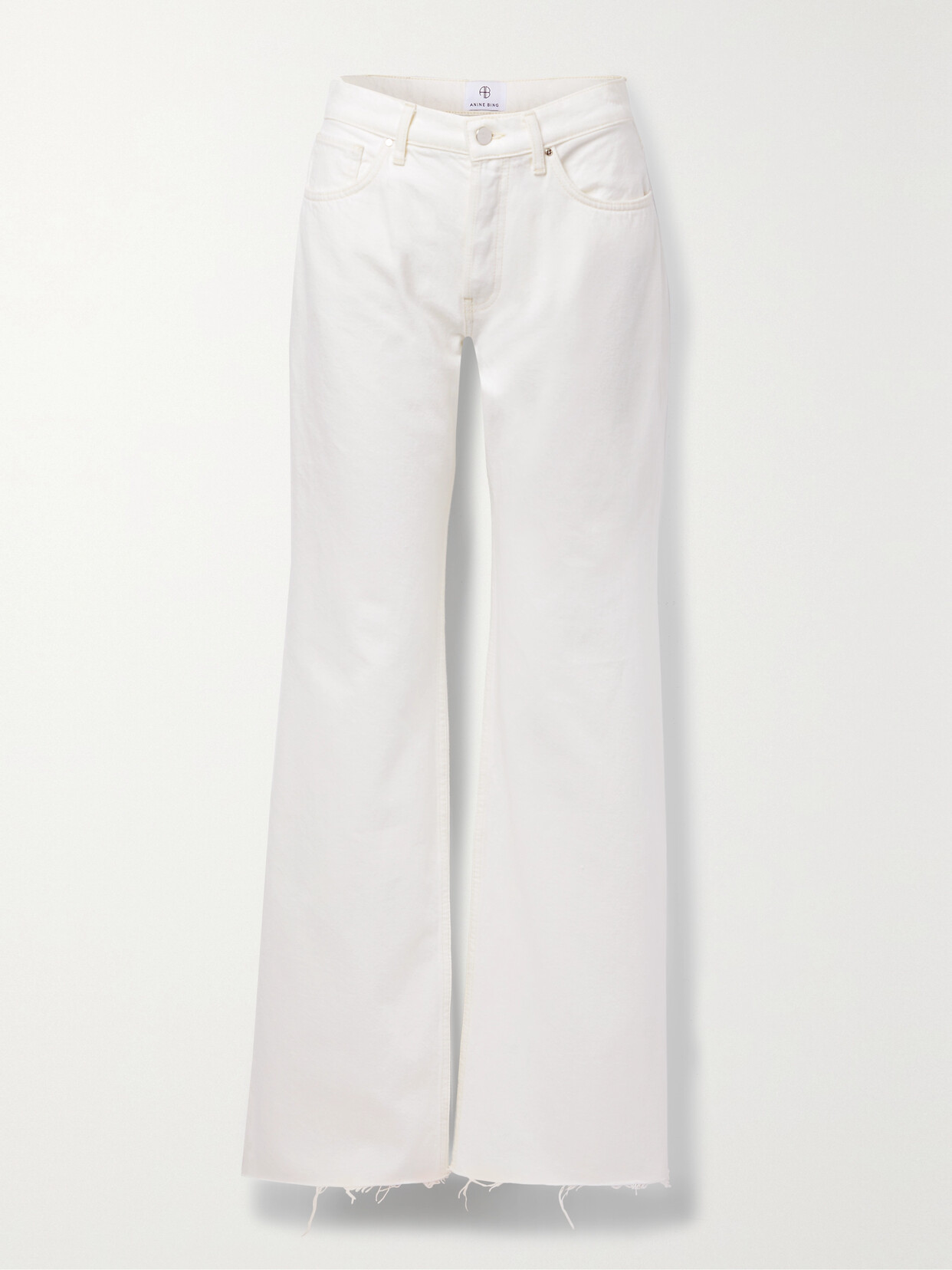 Anine Bing - Hugh Frayed High-rise Straight-leg Jeans - Ivory