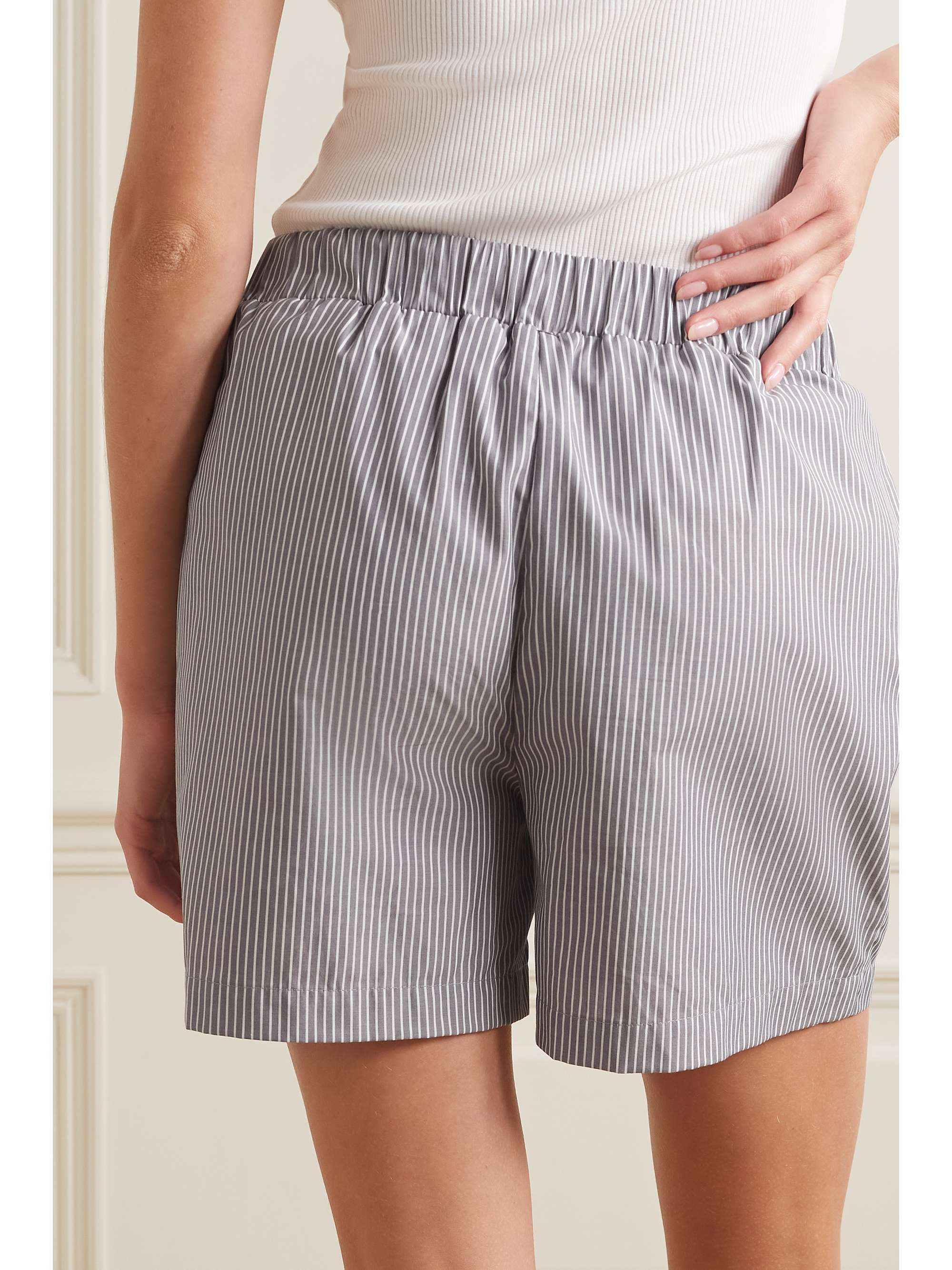 ANINE BING Liam striped cotton-poplin shorts
