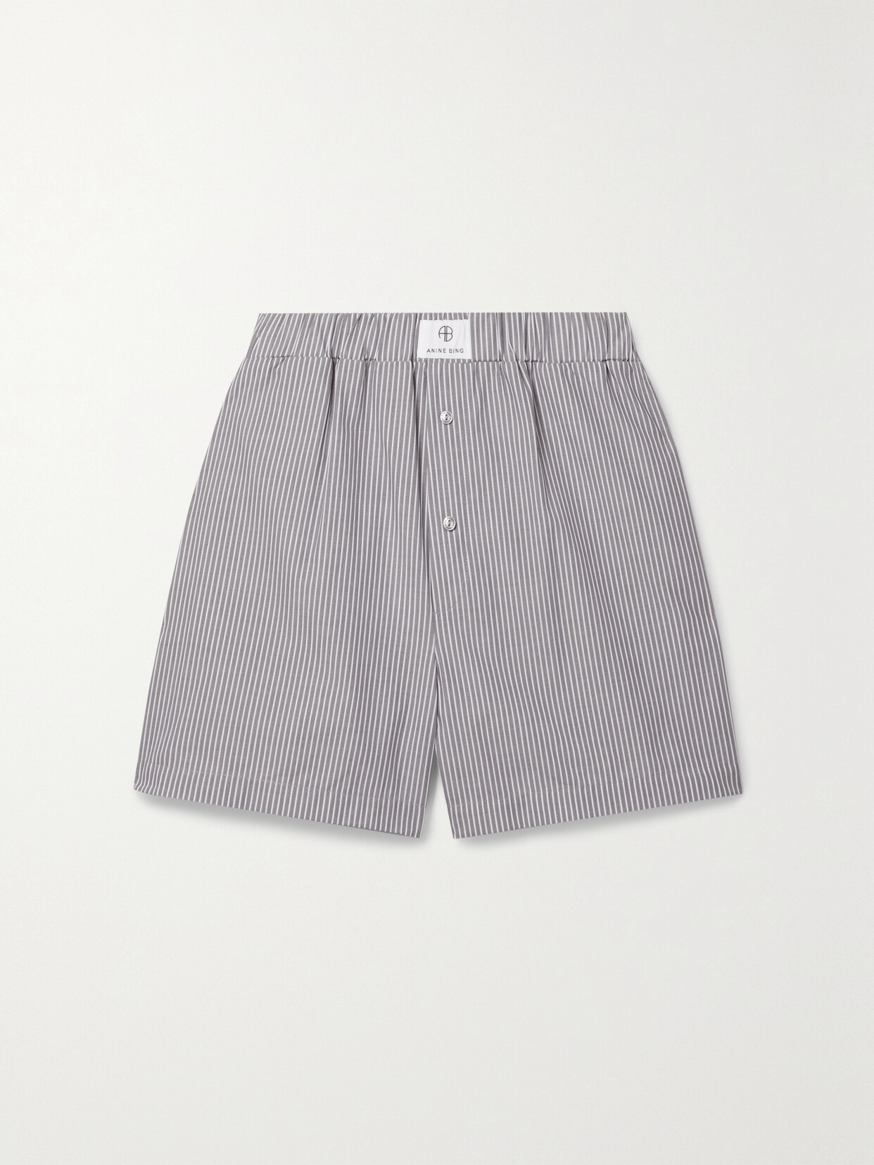 Anine Bing - Liam Striped Cotton-poplin Shorts - Gray