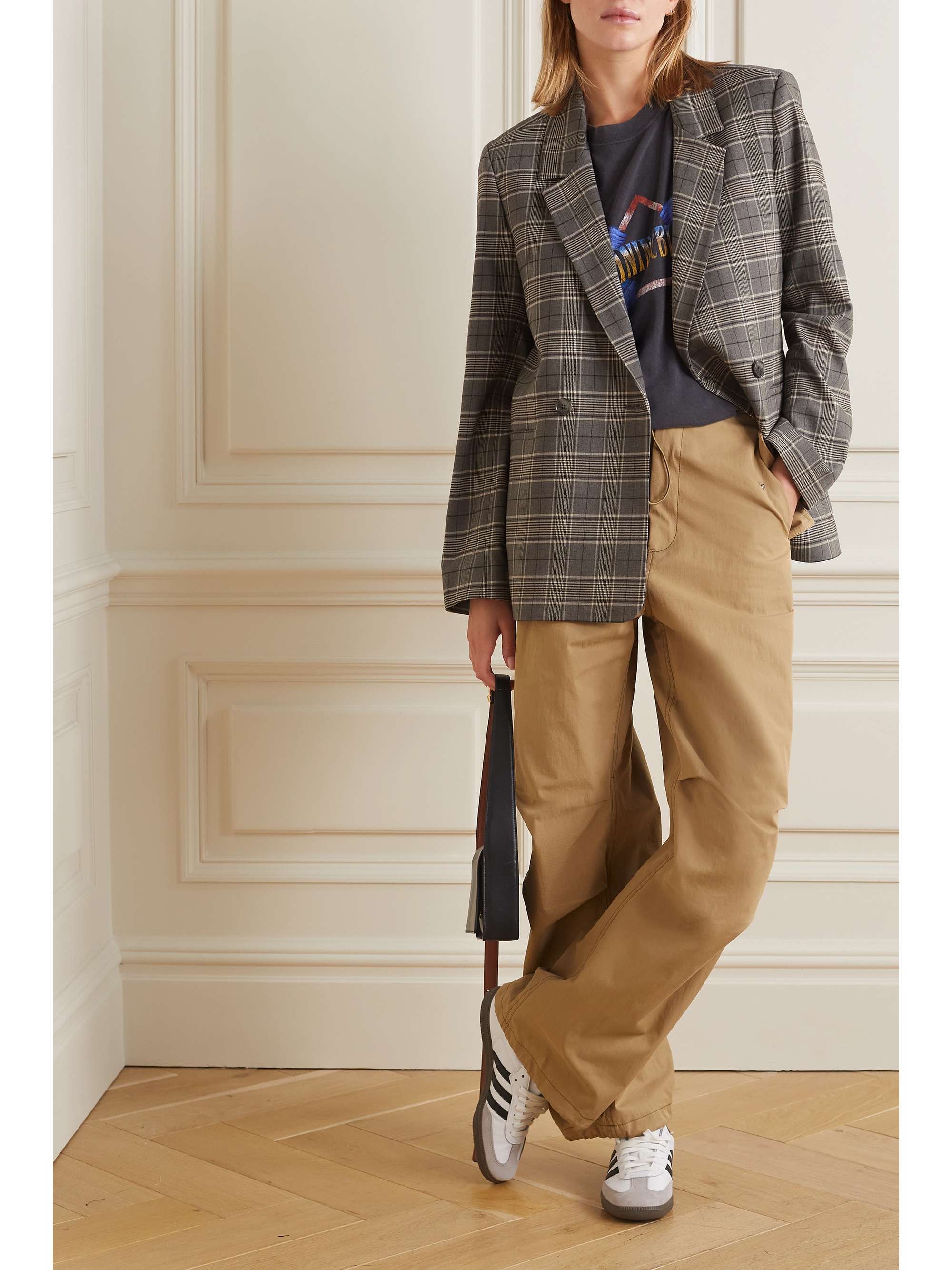ANINE BING Blazer à double boutonnage en flanelle à carreaux Madeleine