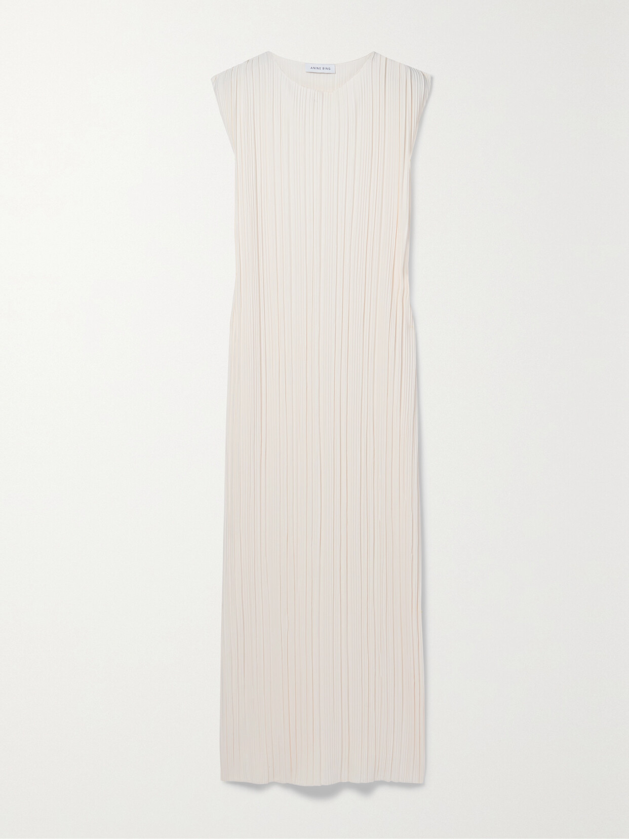 Anine Bing - Melanie Pleated Crepe De Chine Midi Dress - Cream