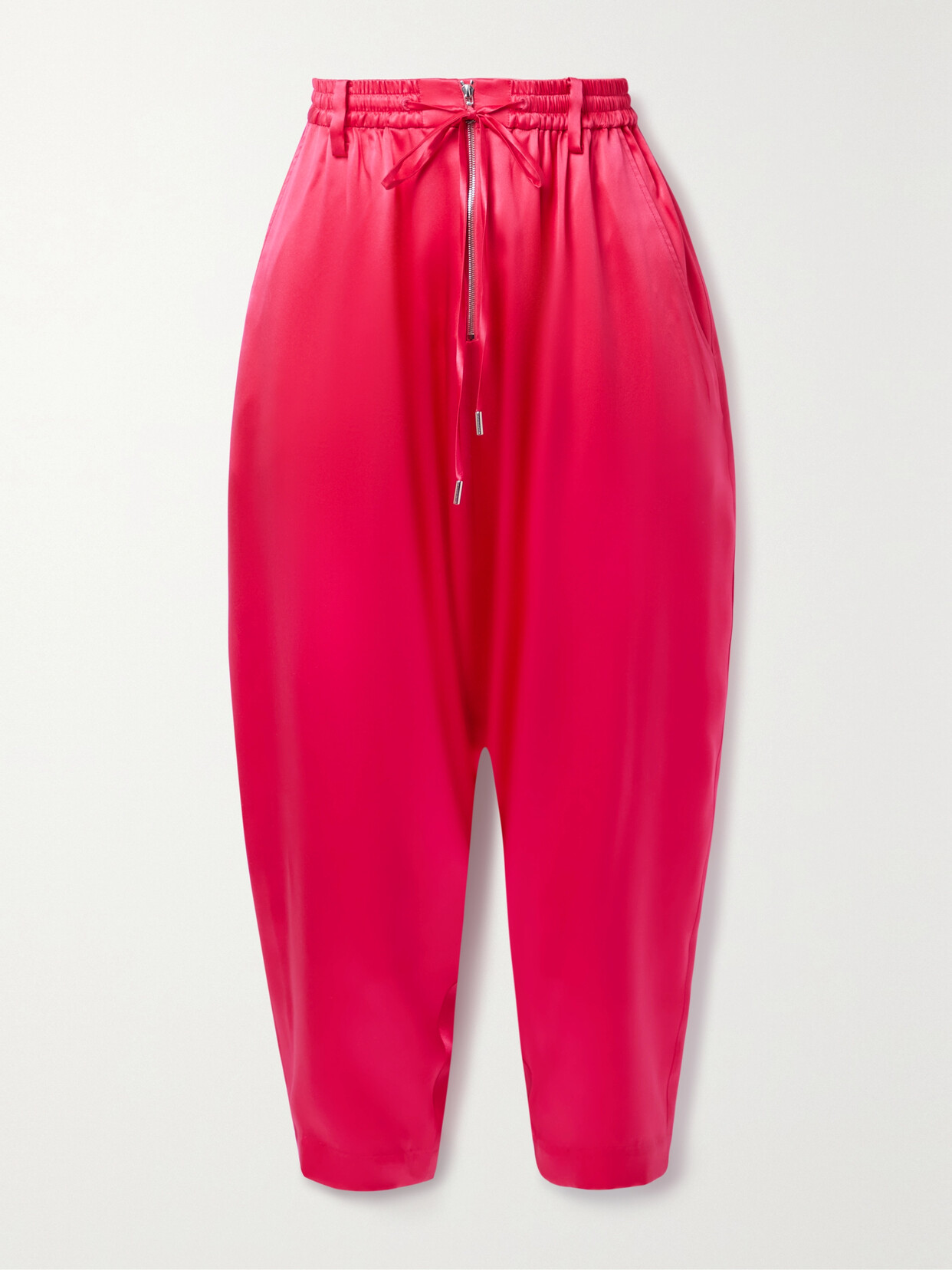 PARTOW Lyle Cropped Silk Track Pants - Pink