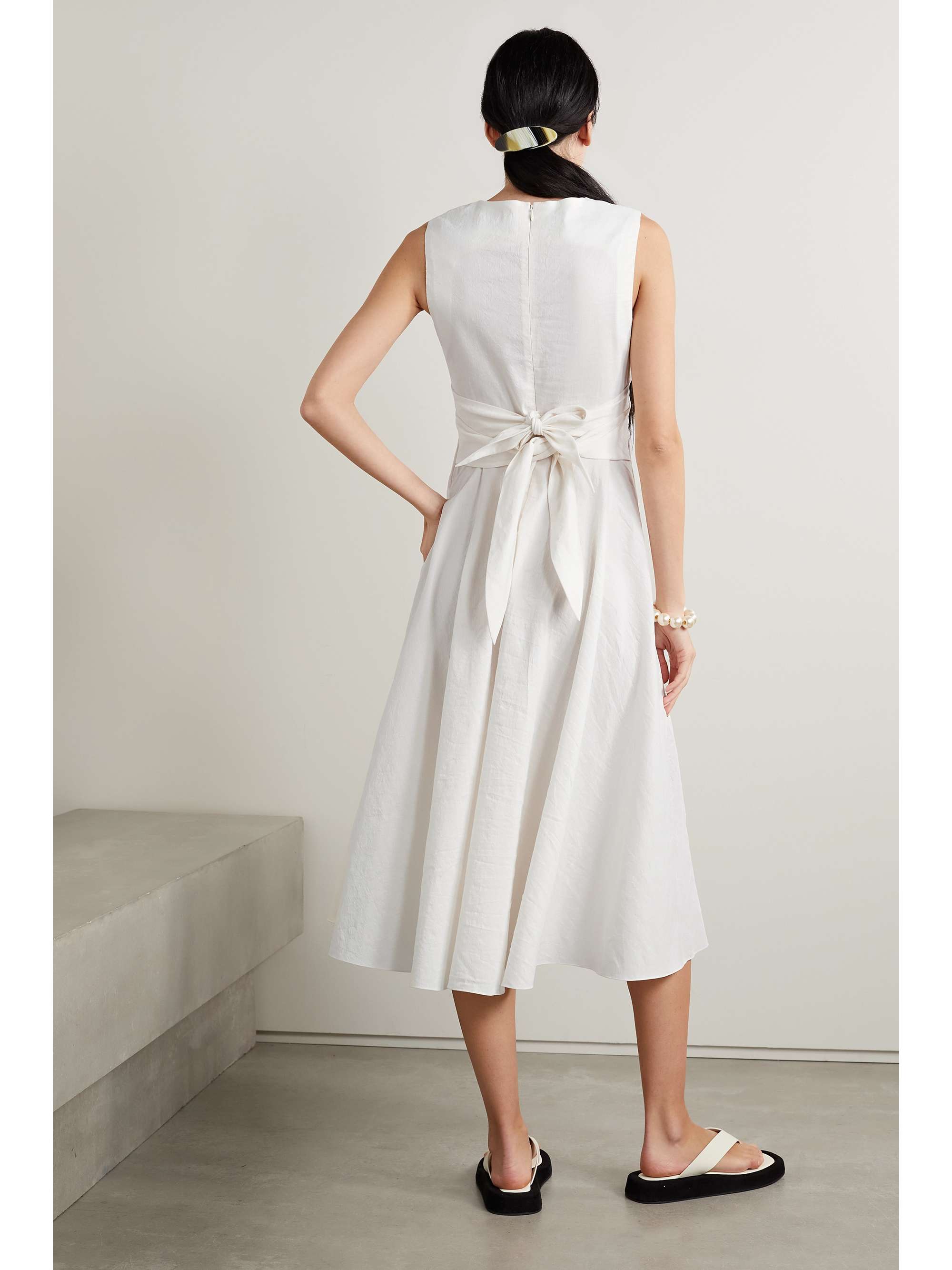 PARTOW Carina belted crinkled-crepe midi dress