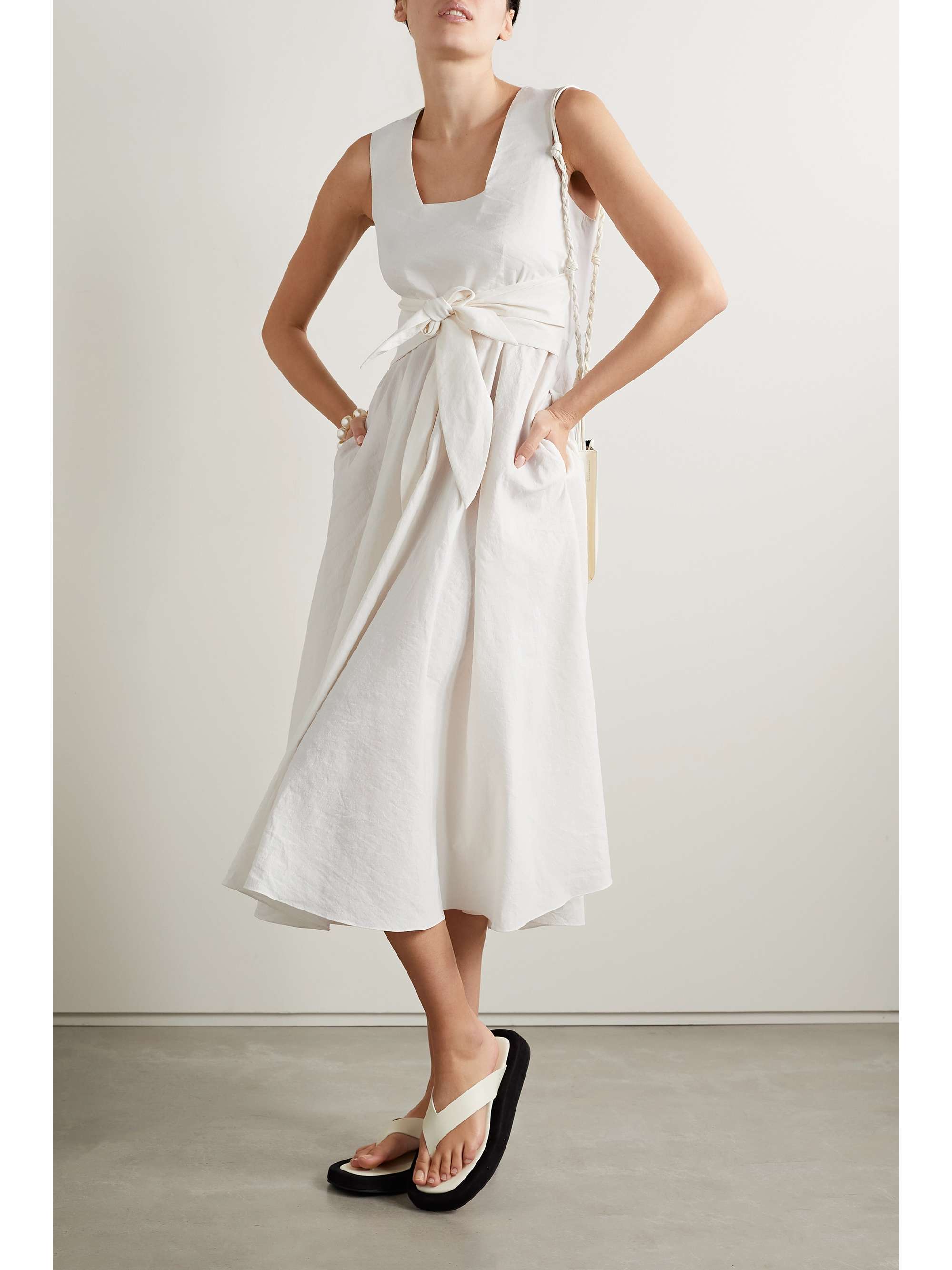PARTOW Carina belted crinkled-crepe midi dress