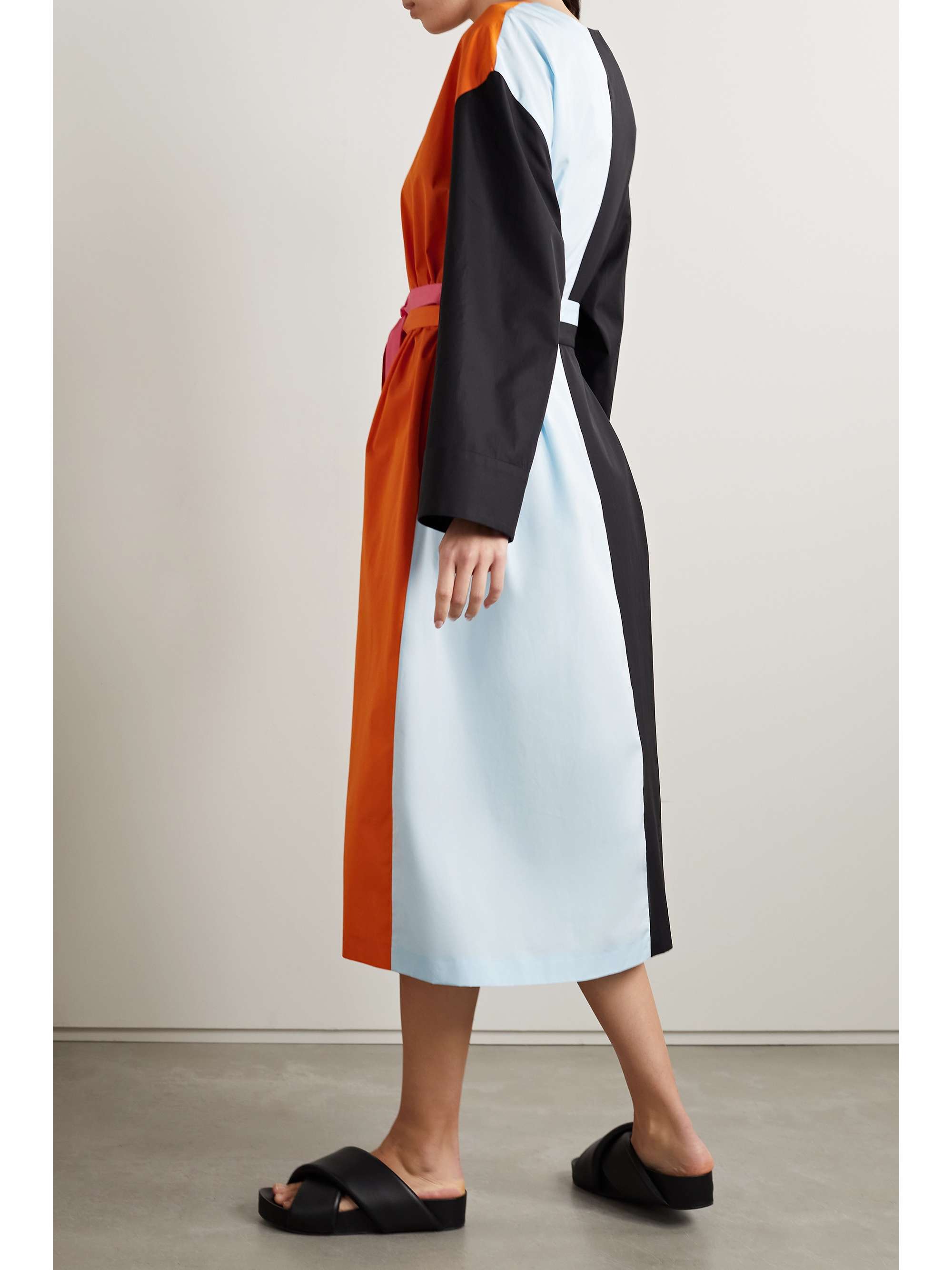 PARTOW Andy belted color-block cotton-poplin midi dress