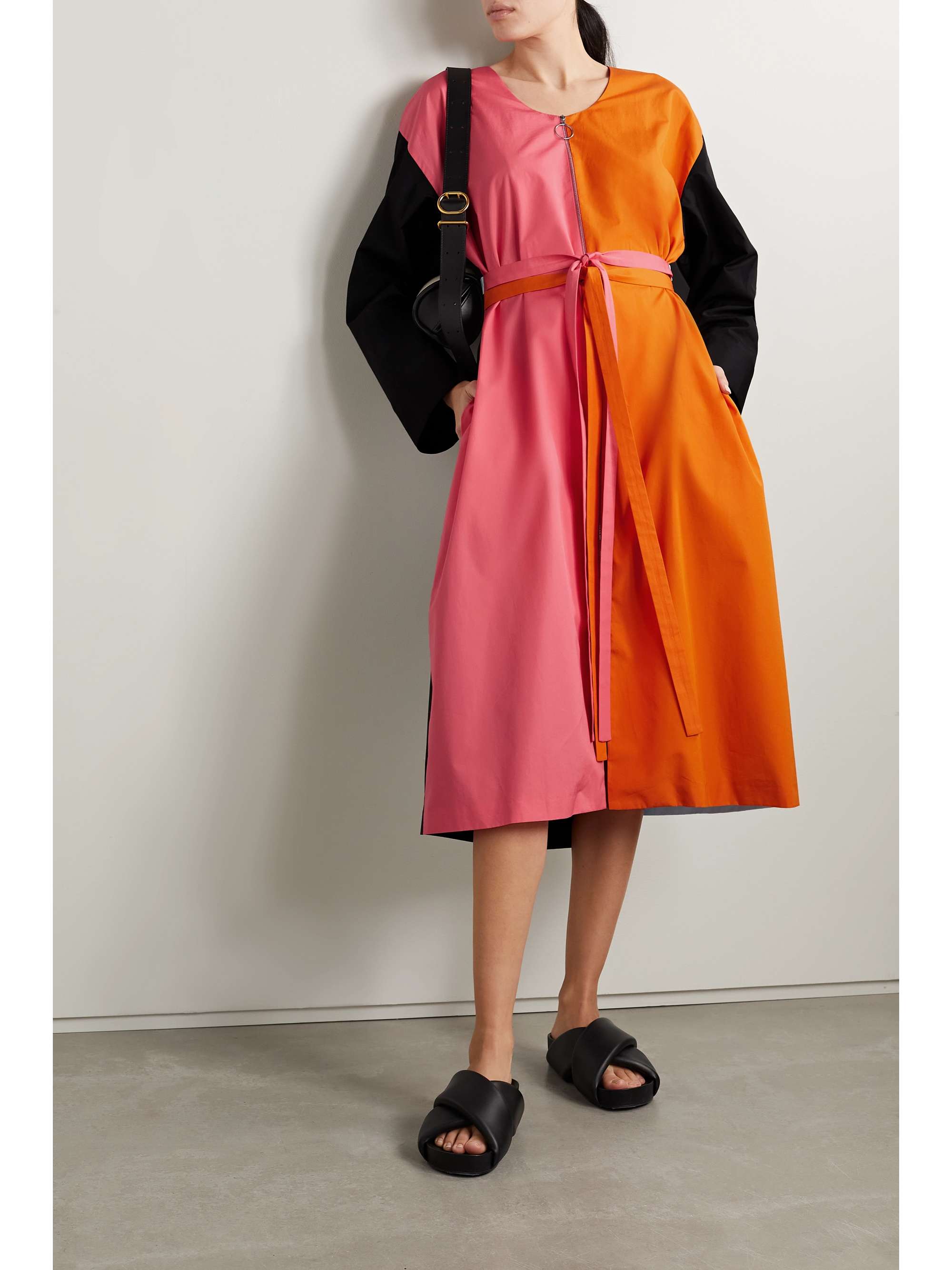 PARTOW Andy belted color-block cotton-poplin midi dress | NET-A-PORTER