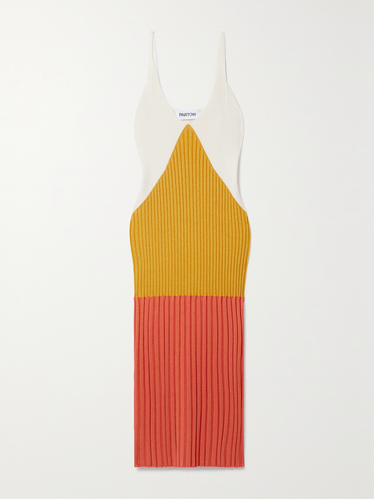 PARTOW MARILYN COLOR-BLOCK RIBBED-KNIT MIDI DRESS