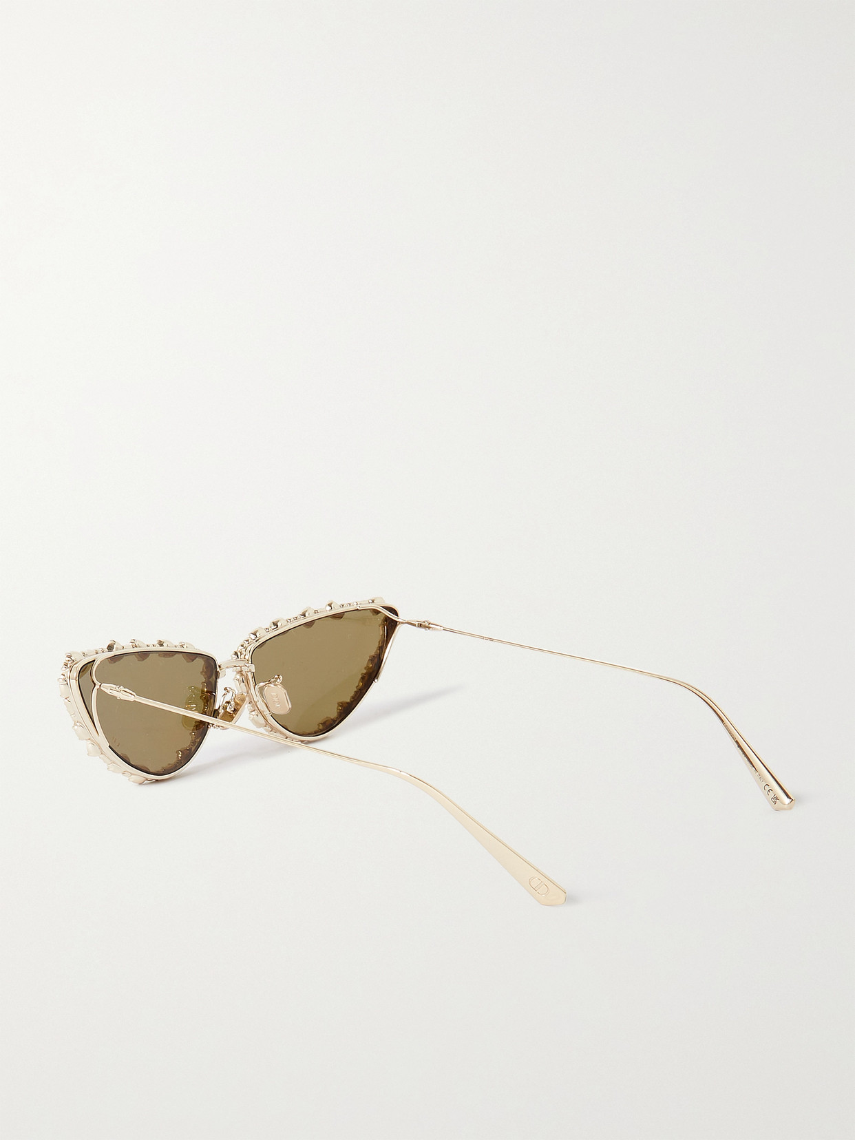 Shop Dior Miss B1u Cat-eye Crystal-embellished Gold-tone Sunglasses