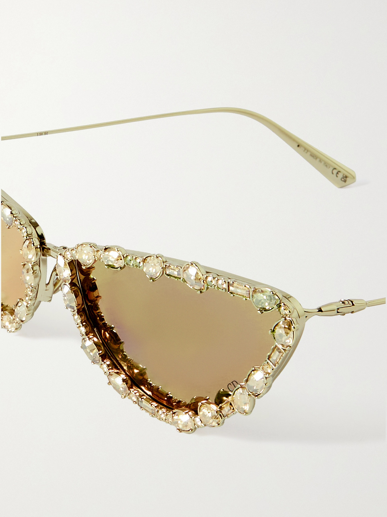 Shop Dior Miss B1u Cat-eye Crystal-embellished Gold-tone Sunglasses