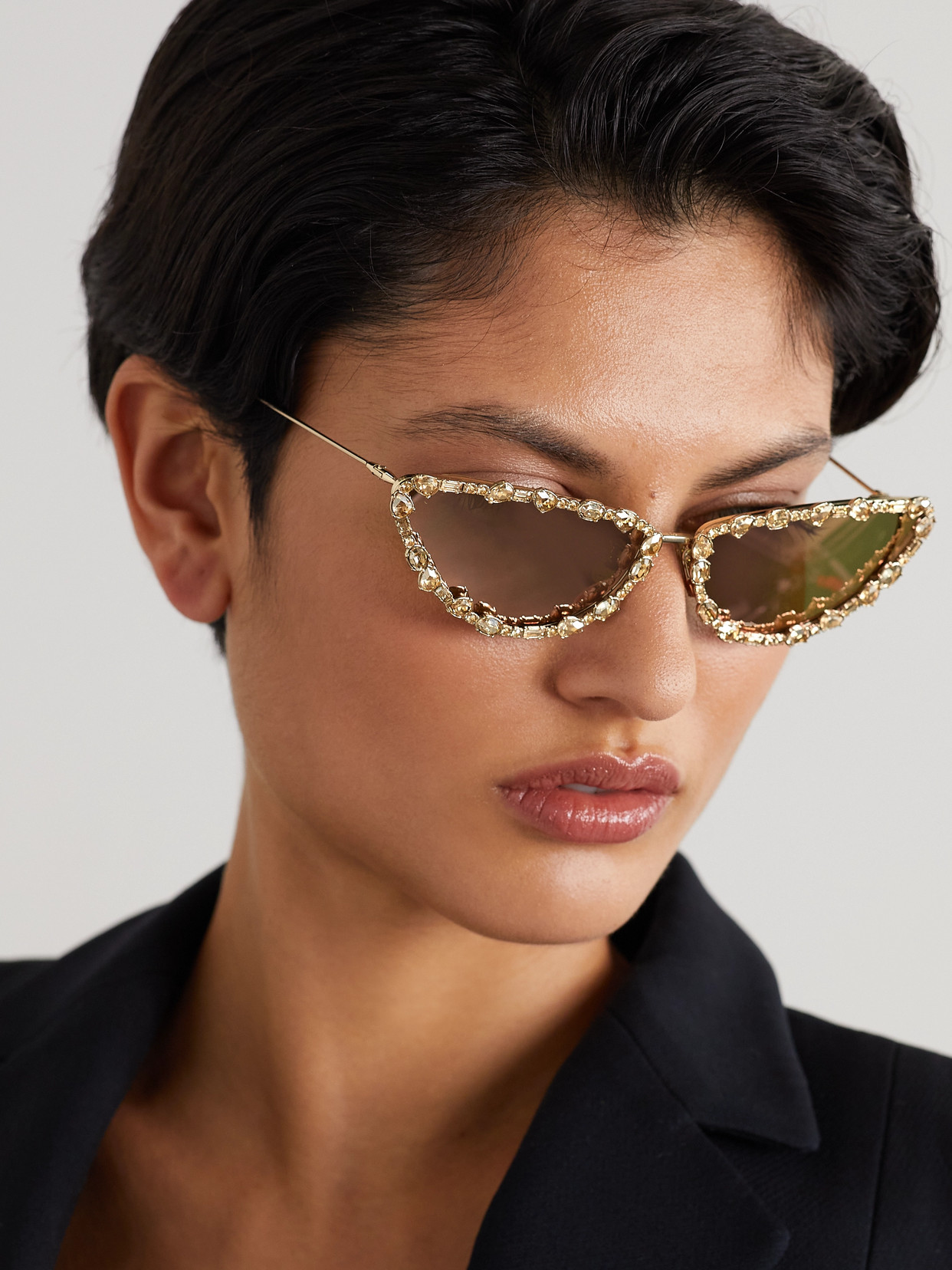 Dior Miss Cat-eye Crystal-embellished Gold-tone Sunglasses In Gold