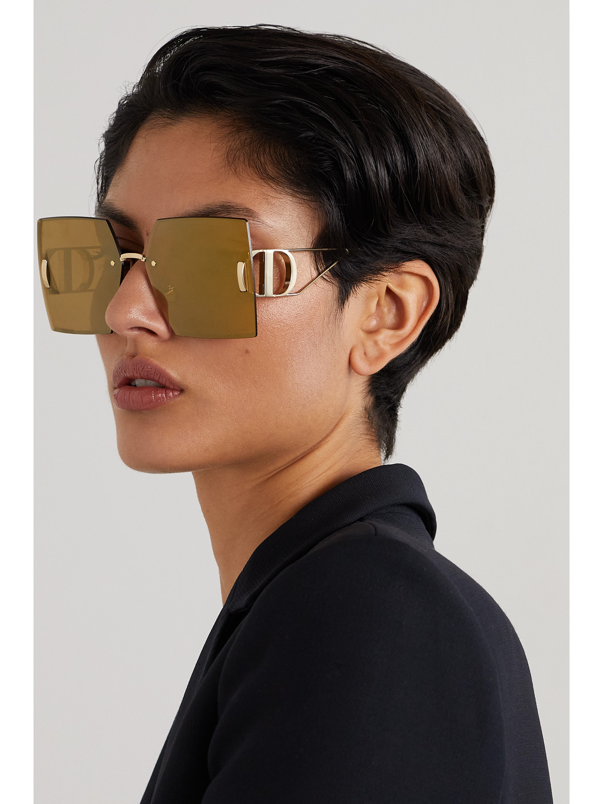 Shop Dior 30montaigne S7u Square-frame Gold-tone Sunglasses