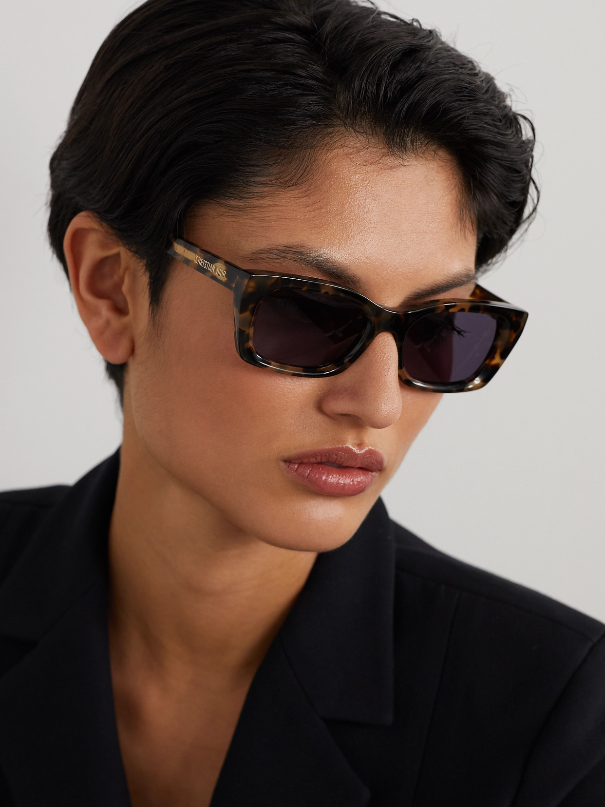 Dior Midnight Square-frame Tortoiseshell Acetate Sunglasses In Black