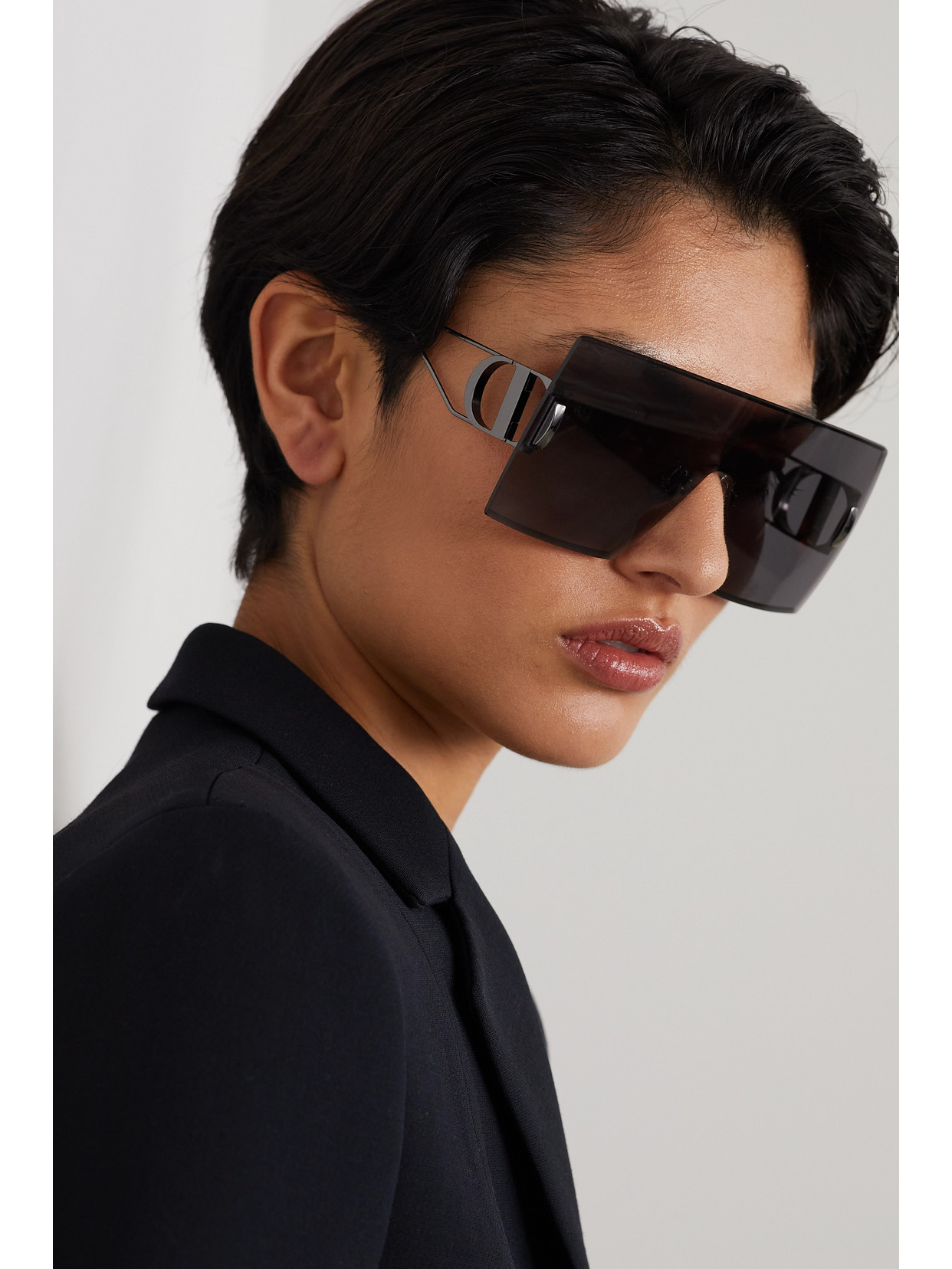 Dior Montaigne D-frame Silver-tone Sunglasses In Black