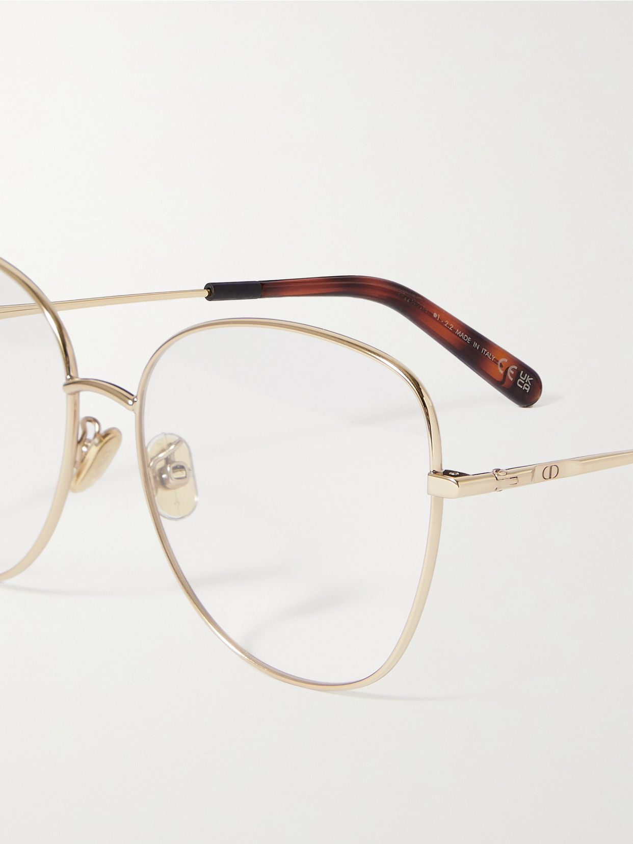 DIOR MINI CD O B4U OVERSIZED ROUND-FRAME SILVER-TONE AND TORTOISESHELL ACETATE OPTICAL GLASSES
