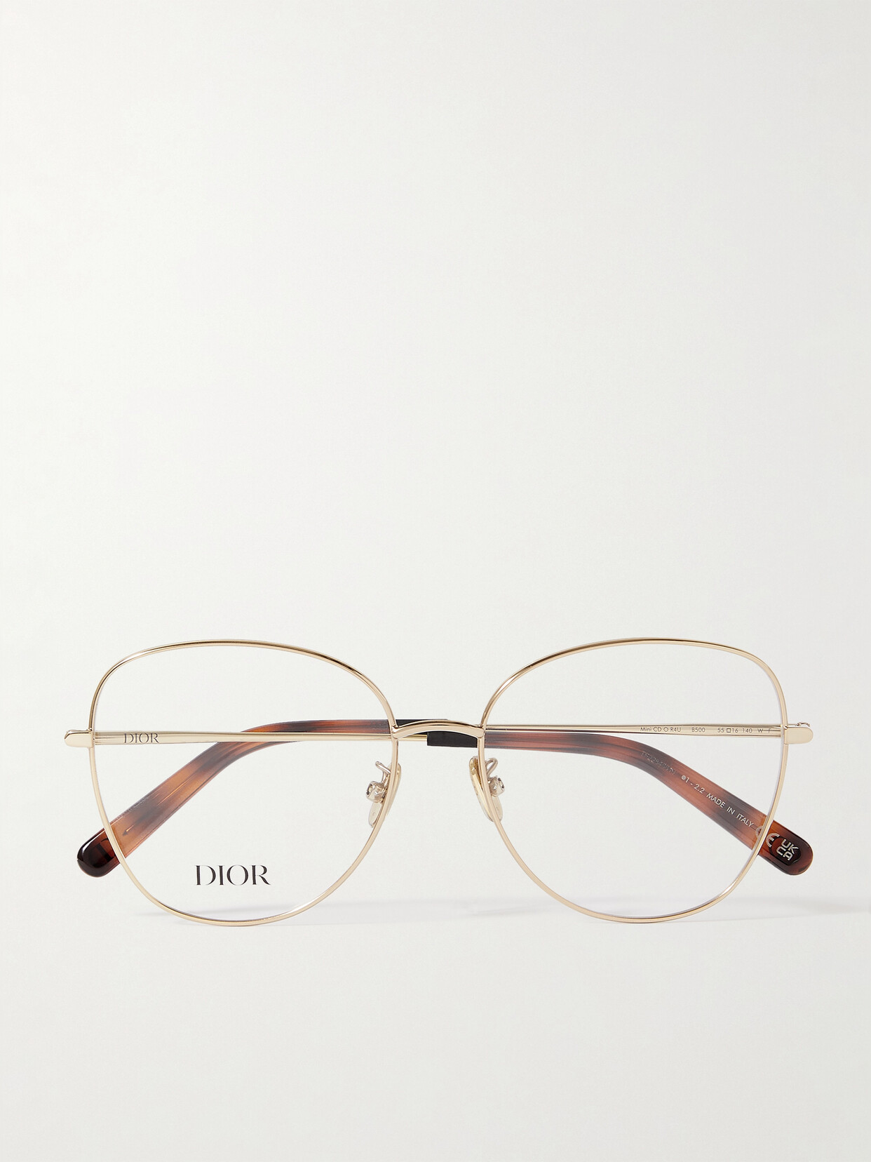 Dior Oversized Round-frame Silver-tone And Tortoiseshell Acetate Optical Glasses In Gold