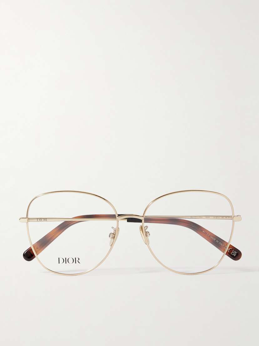 DIOR Eyewear Mini Cd O B4u Oversized Round-frame Silver-tone And Tortoiseshell Acetate Optical Glasses