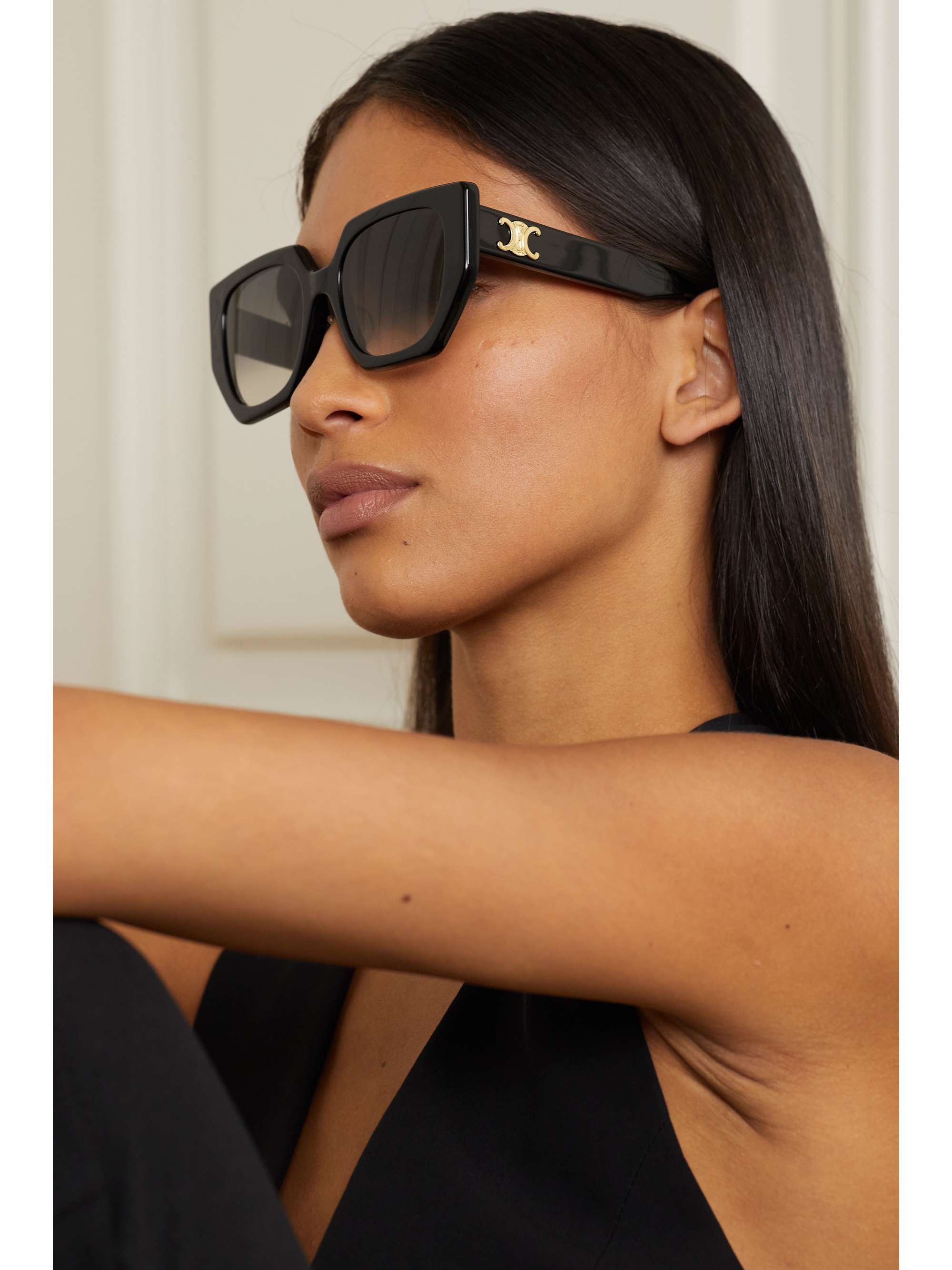 CELINE EYEWEAR Oversized square-frame acetate sunglasses