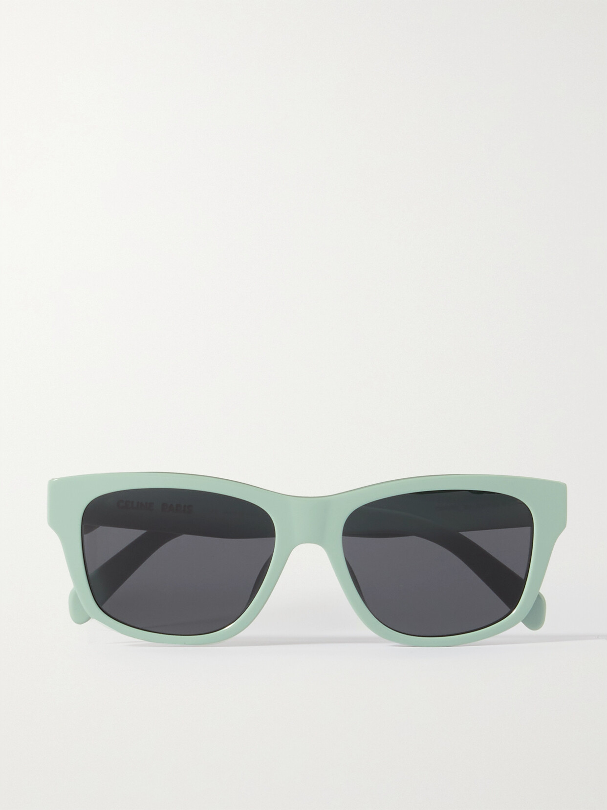 Celine Monochroms Square-frame Acetate Sunglasses In Shiny Light Green