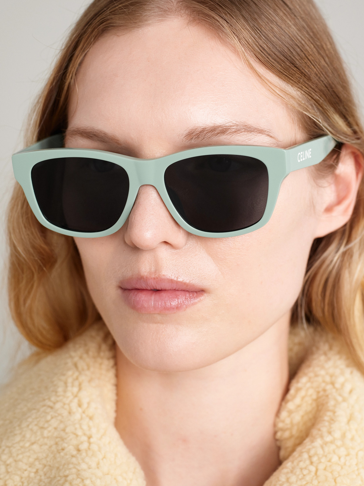 Shop Celine Monochroms Square-frame Acetate Sunglasses In Green