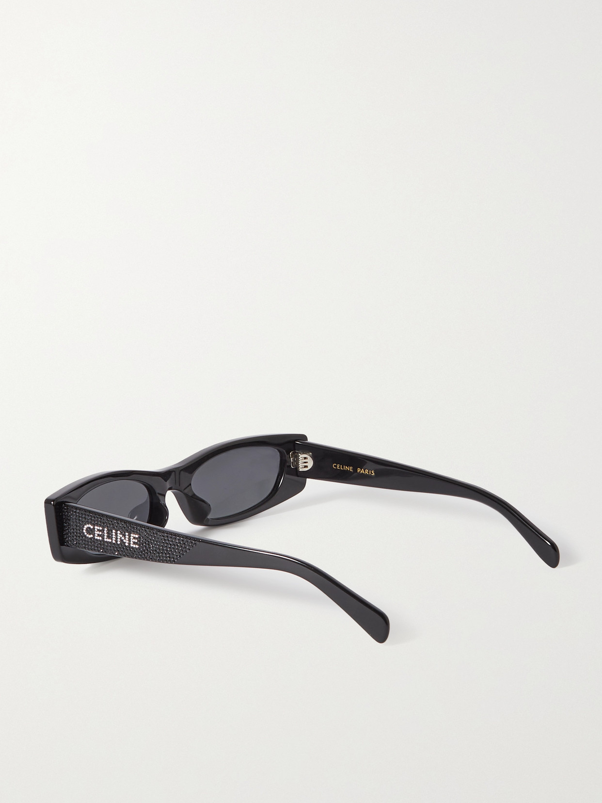 Shop Celine Animation Crystal-embellished Cat-eye Acetate Sunglasses In Black