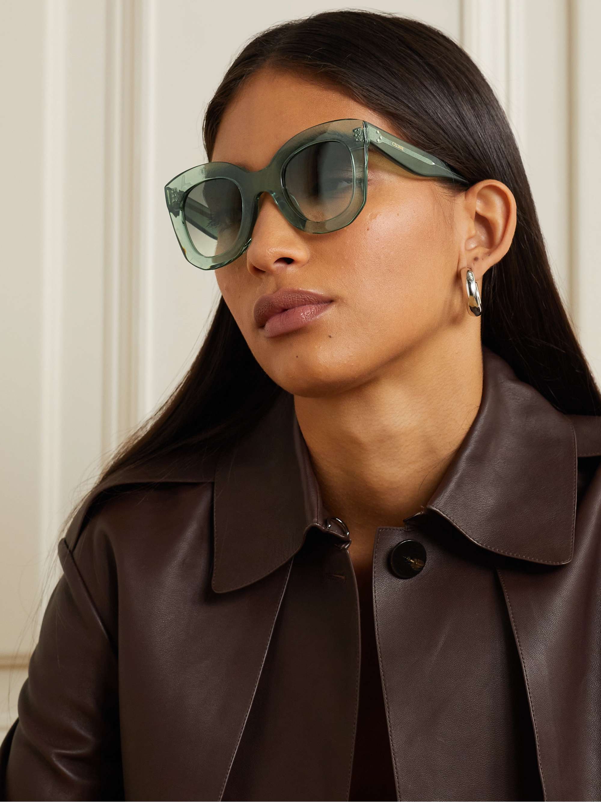 CELINE Eyewear - Oversized Cat-Eye Acetate Sunglasses - Black for