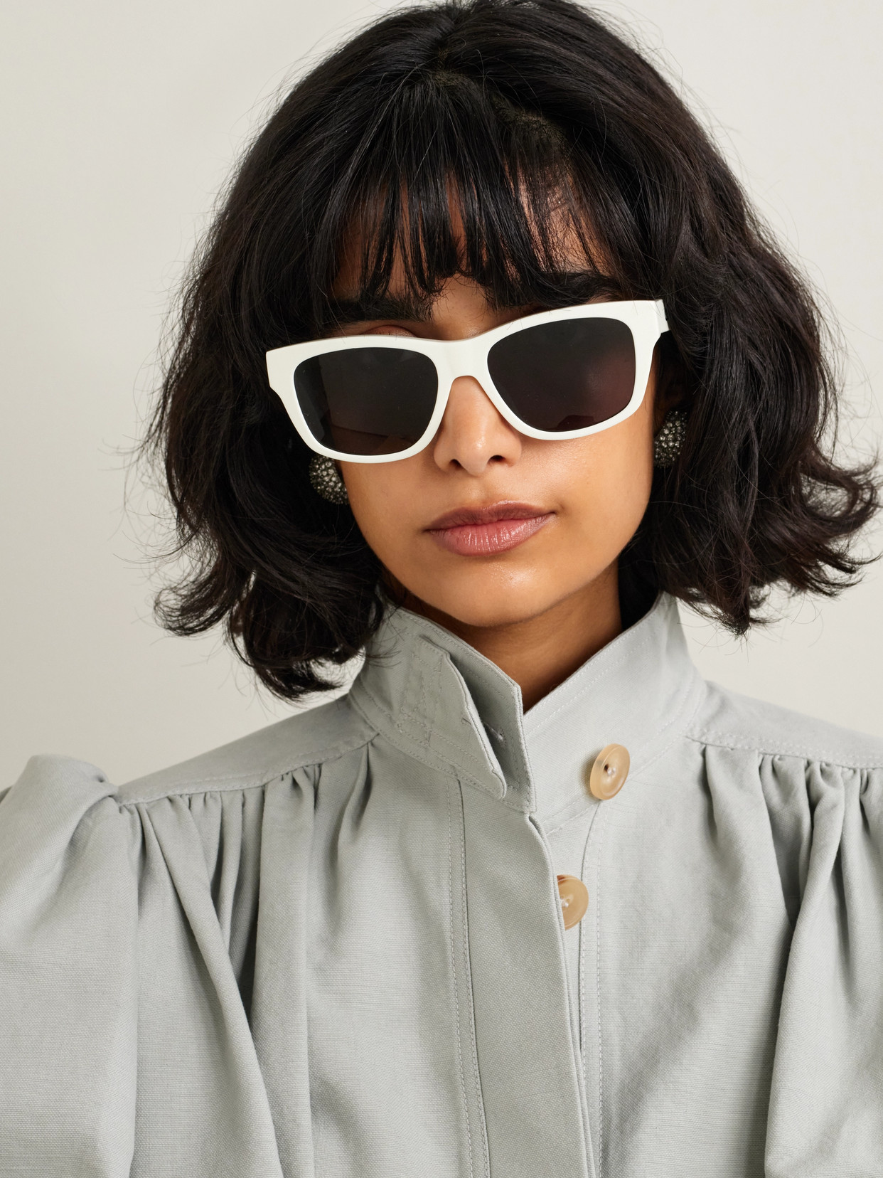 Celine Monochroms Square-frame Acetate Sunglasses In Ivory