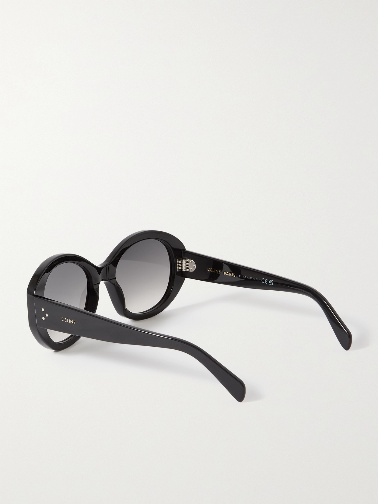 Shop Celine Oversized Round-frame Acetate Sunglasses In Black