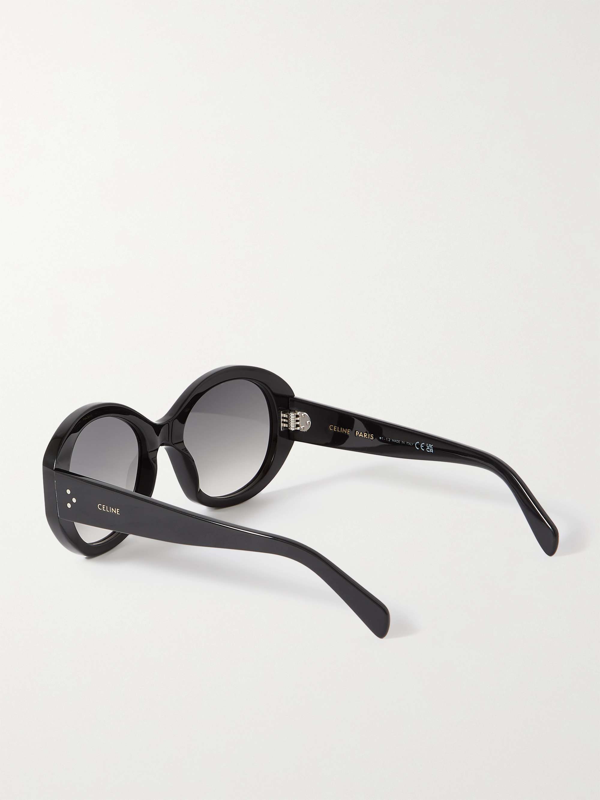 CELINE EYEWEAR Oversized round-frame tortoiseshell acetate sunglasses