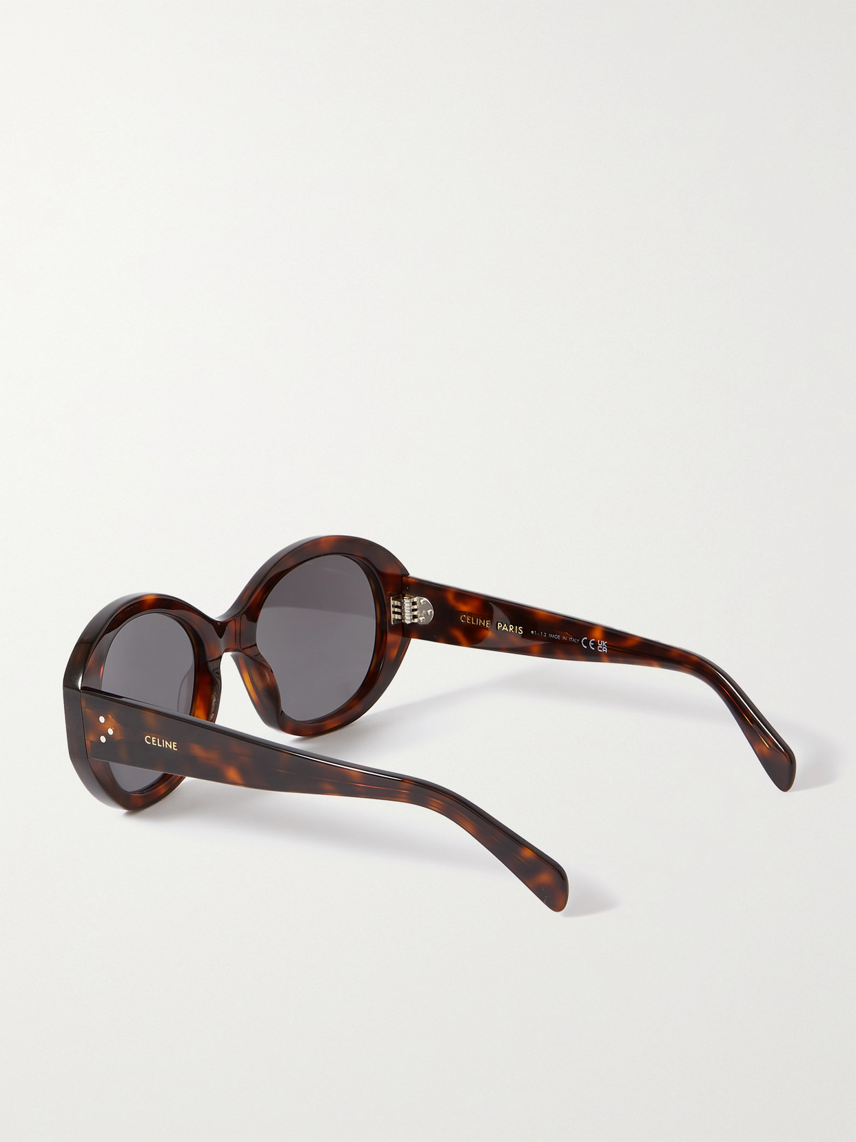 Shop Celine Oversized Round-frame Tortoiseshell Acetate Sunglasses