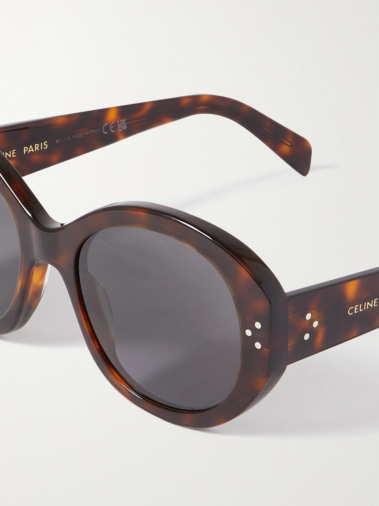 Shop Celine Oversized Round-frame Tortoiseshell Acetate Sunglasses