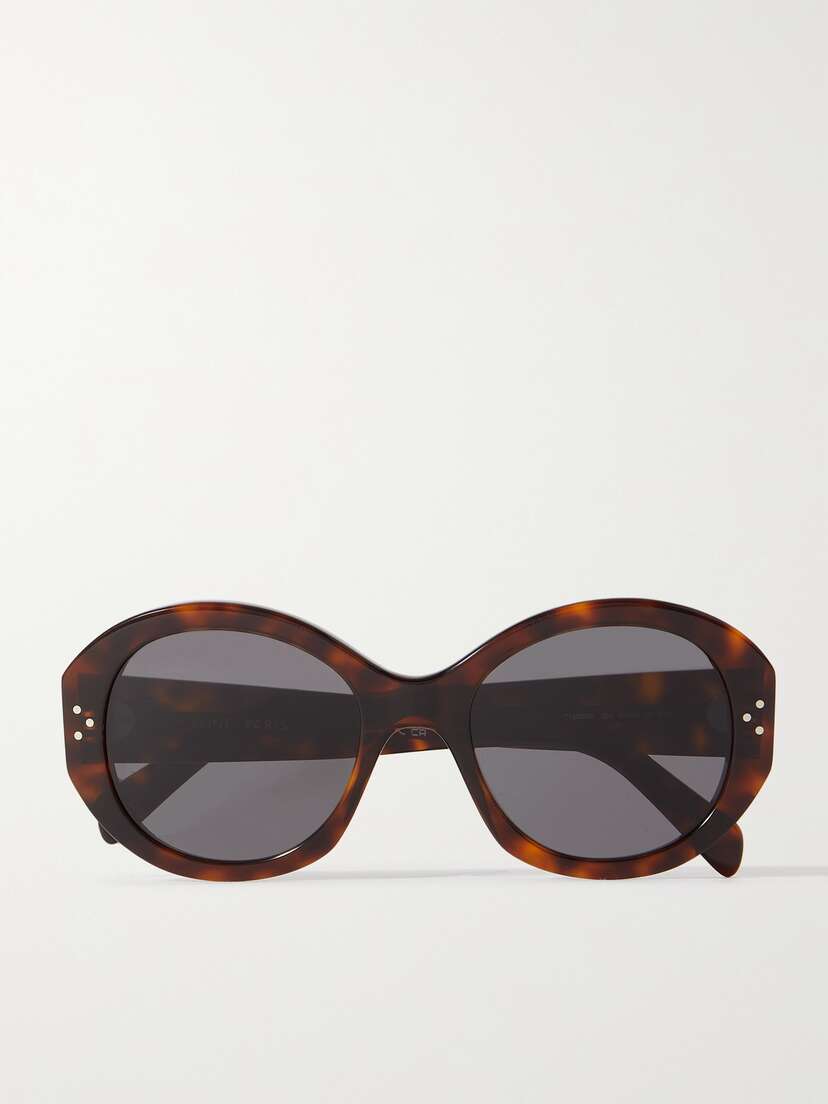CELINE Eyewear Oversized Round-frame Tortoiseshell Acetate Sunglasses