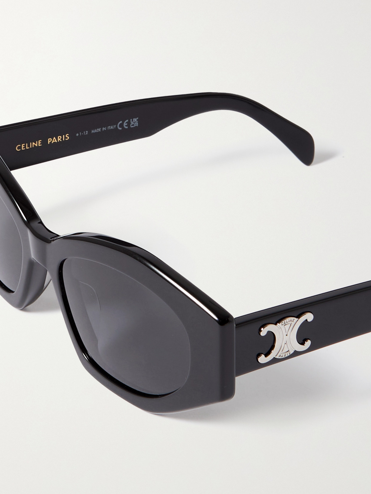 Shop Celine Triomphe Cat-eye Acetate Sunglasses In Black