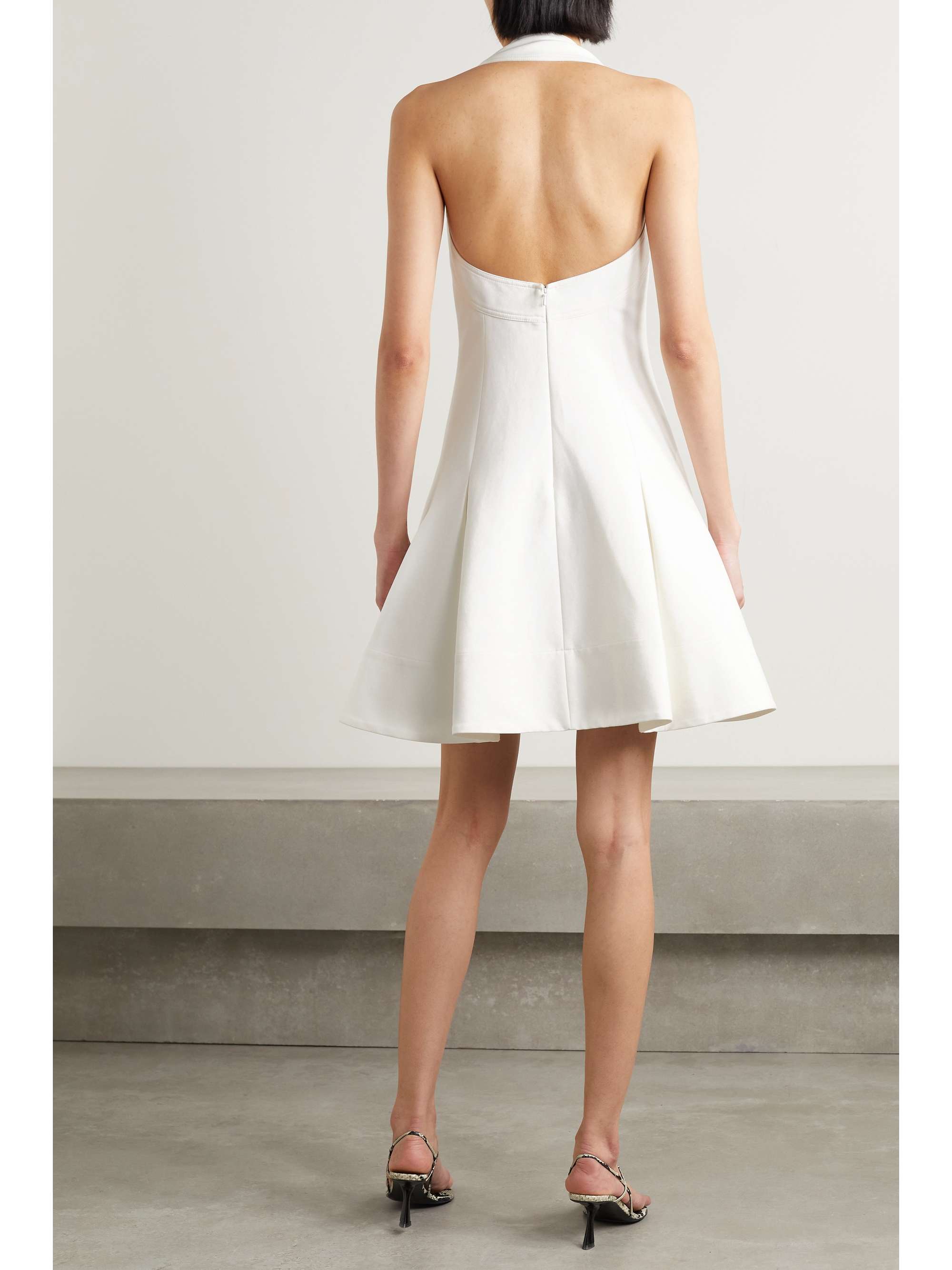 KHAITE Hila pleated twill halterneck mini dress