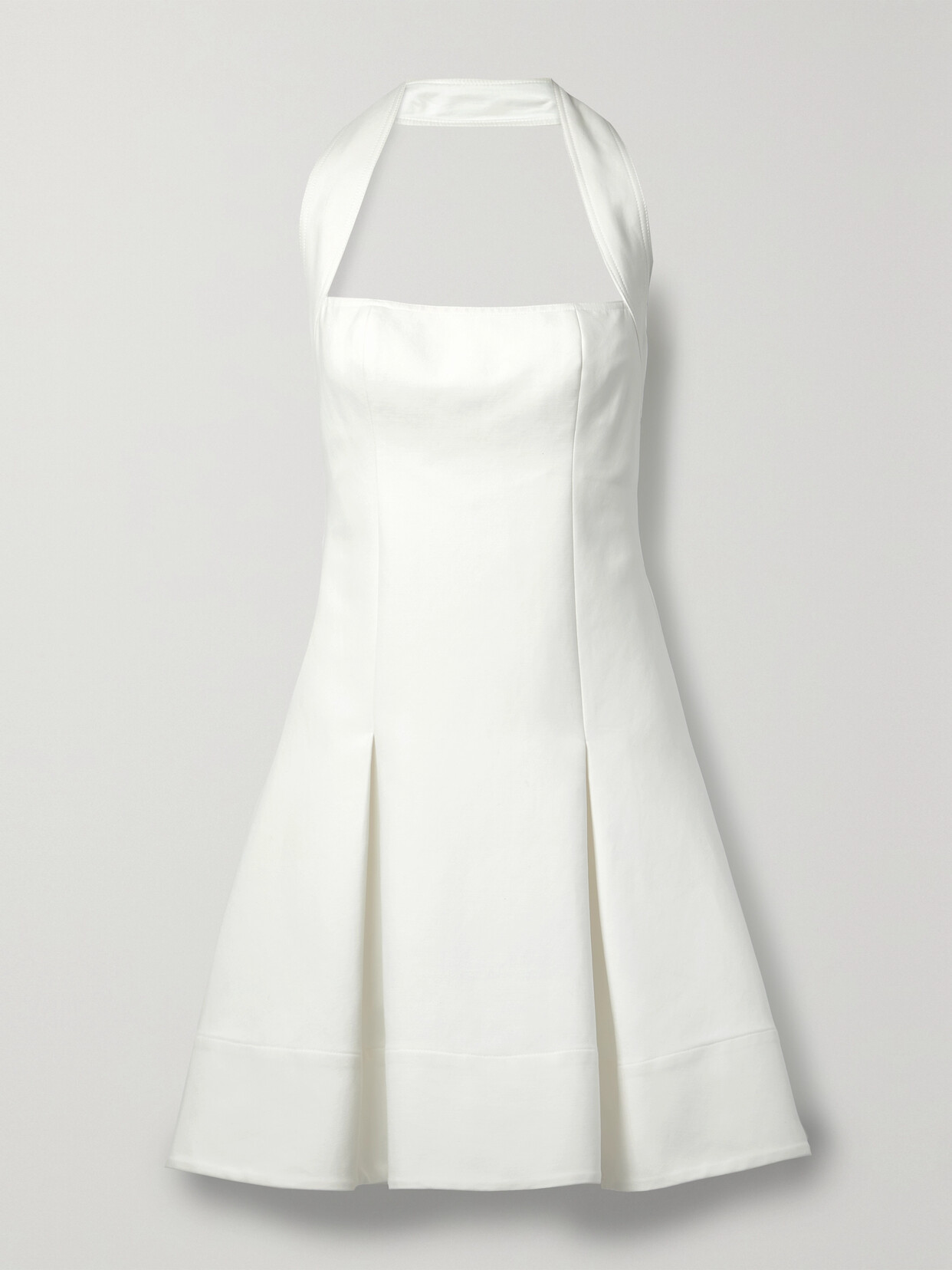 Khaite - Hila Pleated Twill Halterneck Mini Dress - White