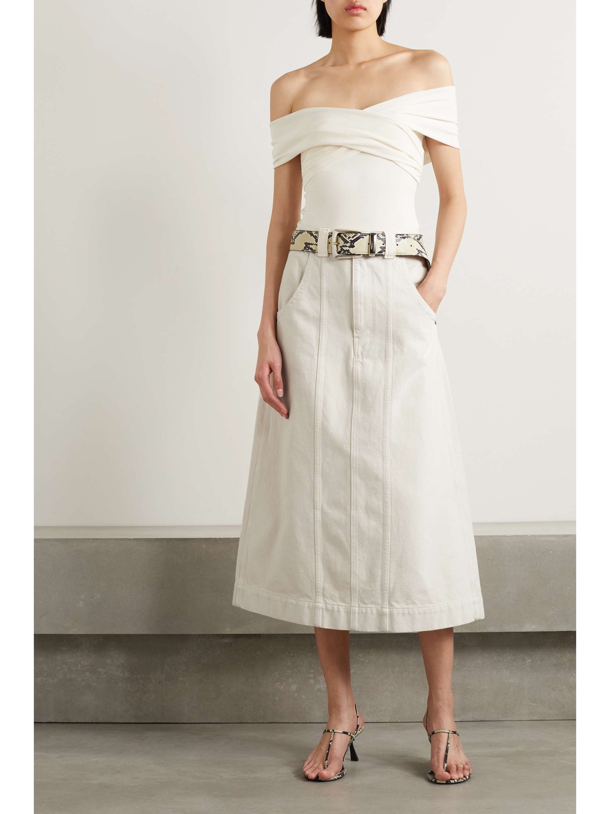 KHAITE Caroline denim midi skirt