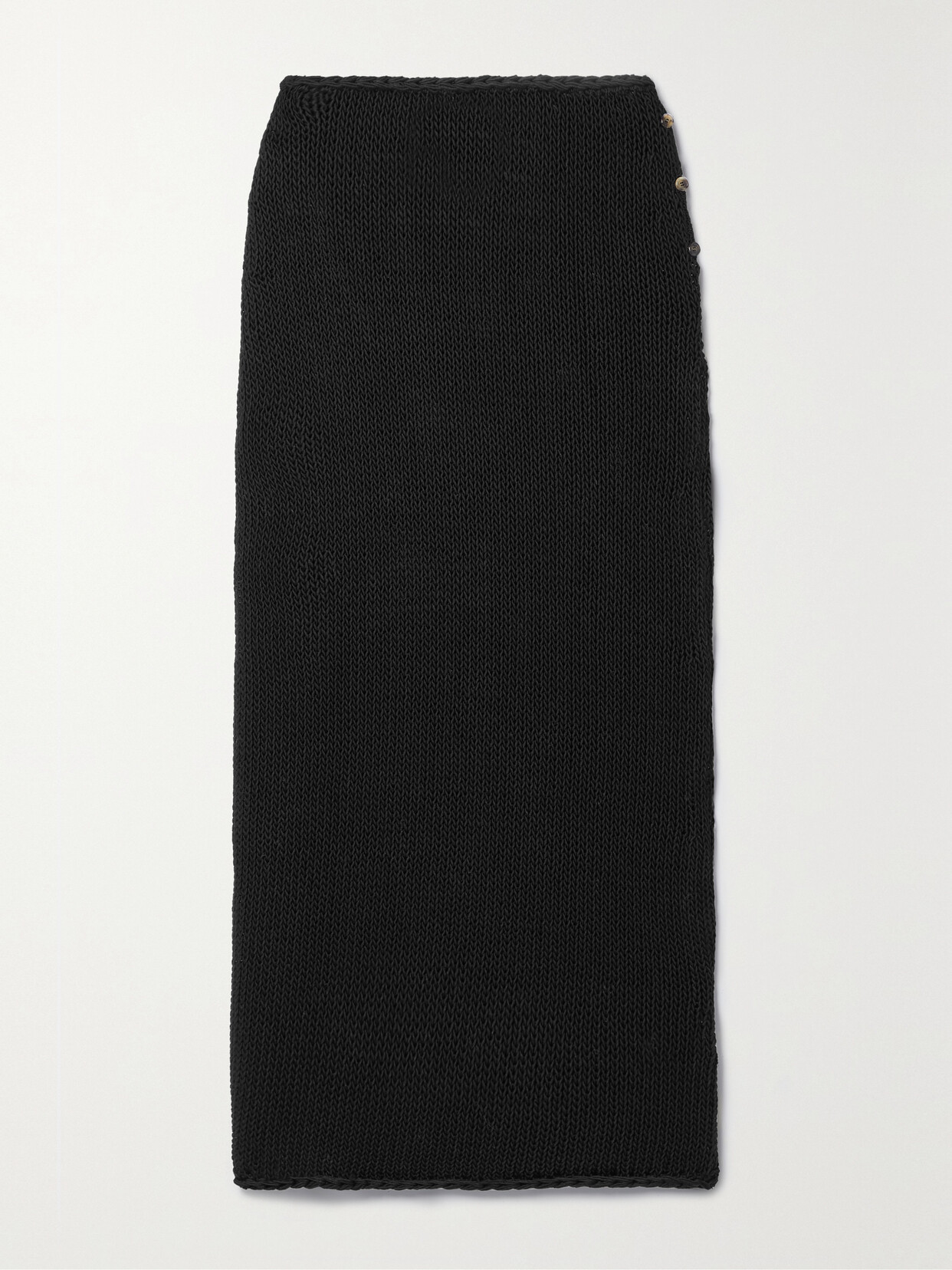 Khaite - Serafina Open-knit Cotton-blend Midi Skirt - Black