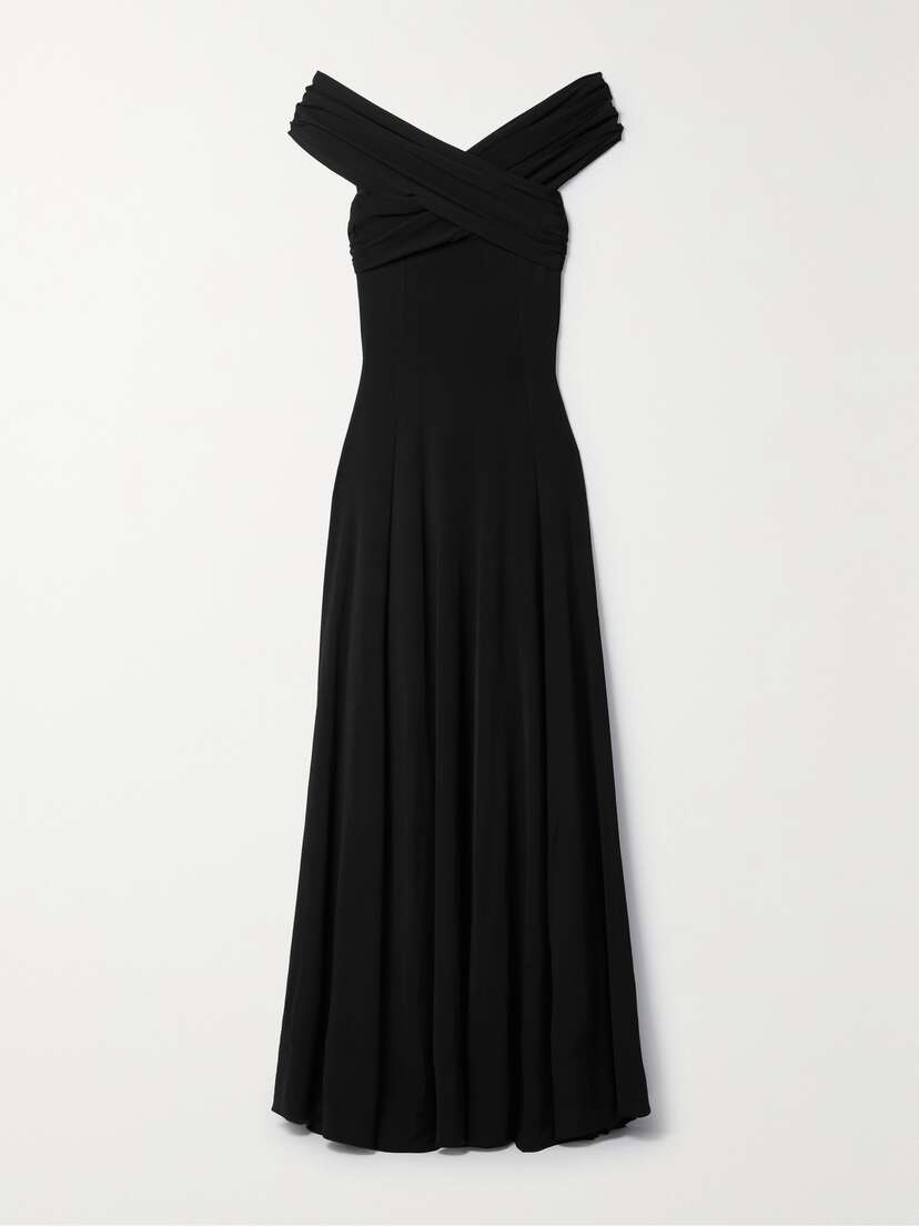 Khaite Bruna Off-the-shoulder Gathered Stretch-jersey Maxi Dress