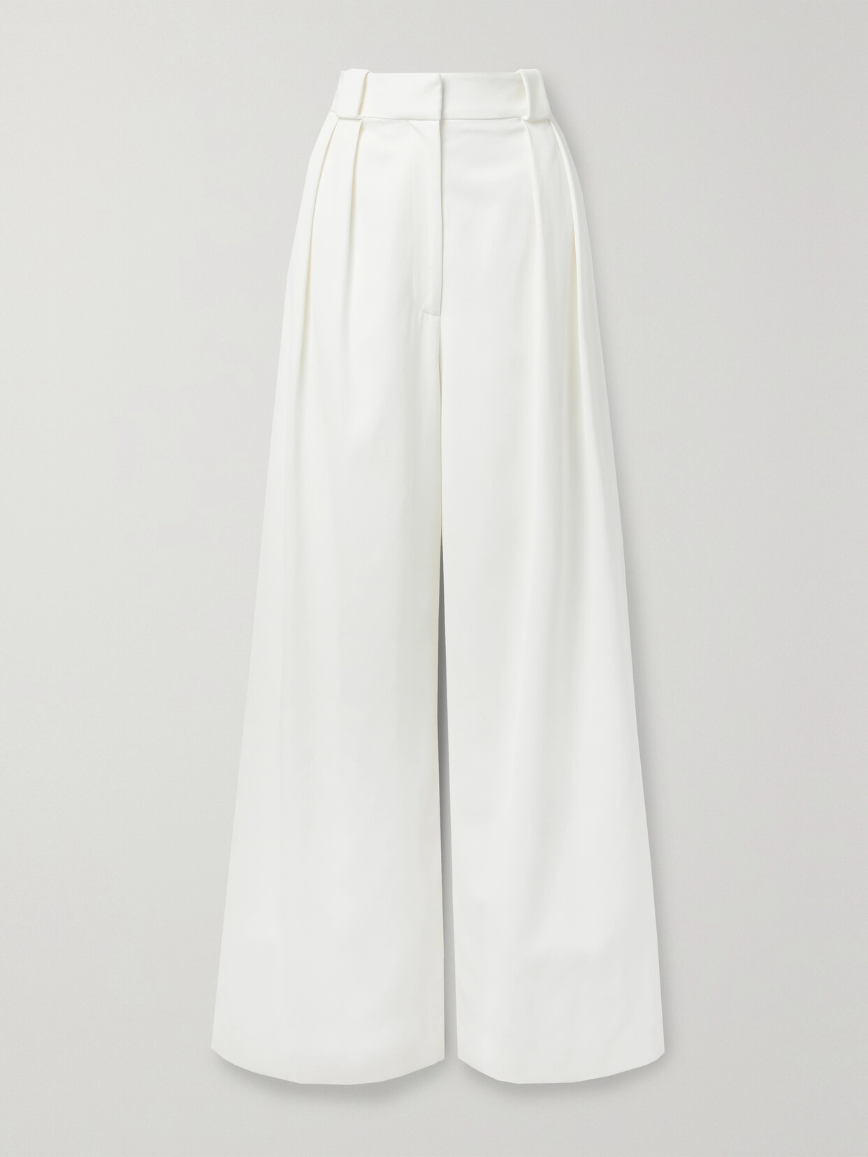 Khaite Rico Pleated Twill Wide-leg Pants - Ivory