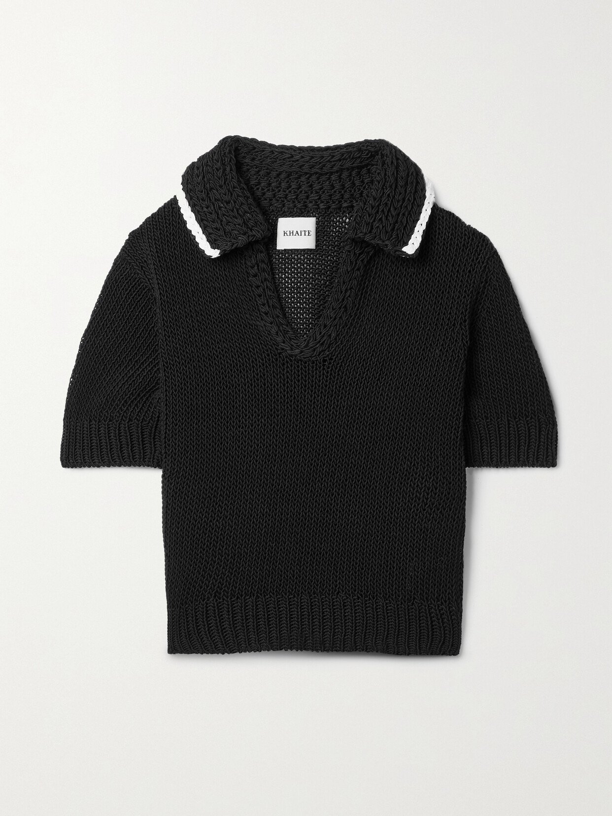 Khaite - Lyle Cropped Cotton-blend Sweater - Black