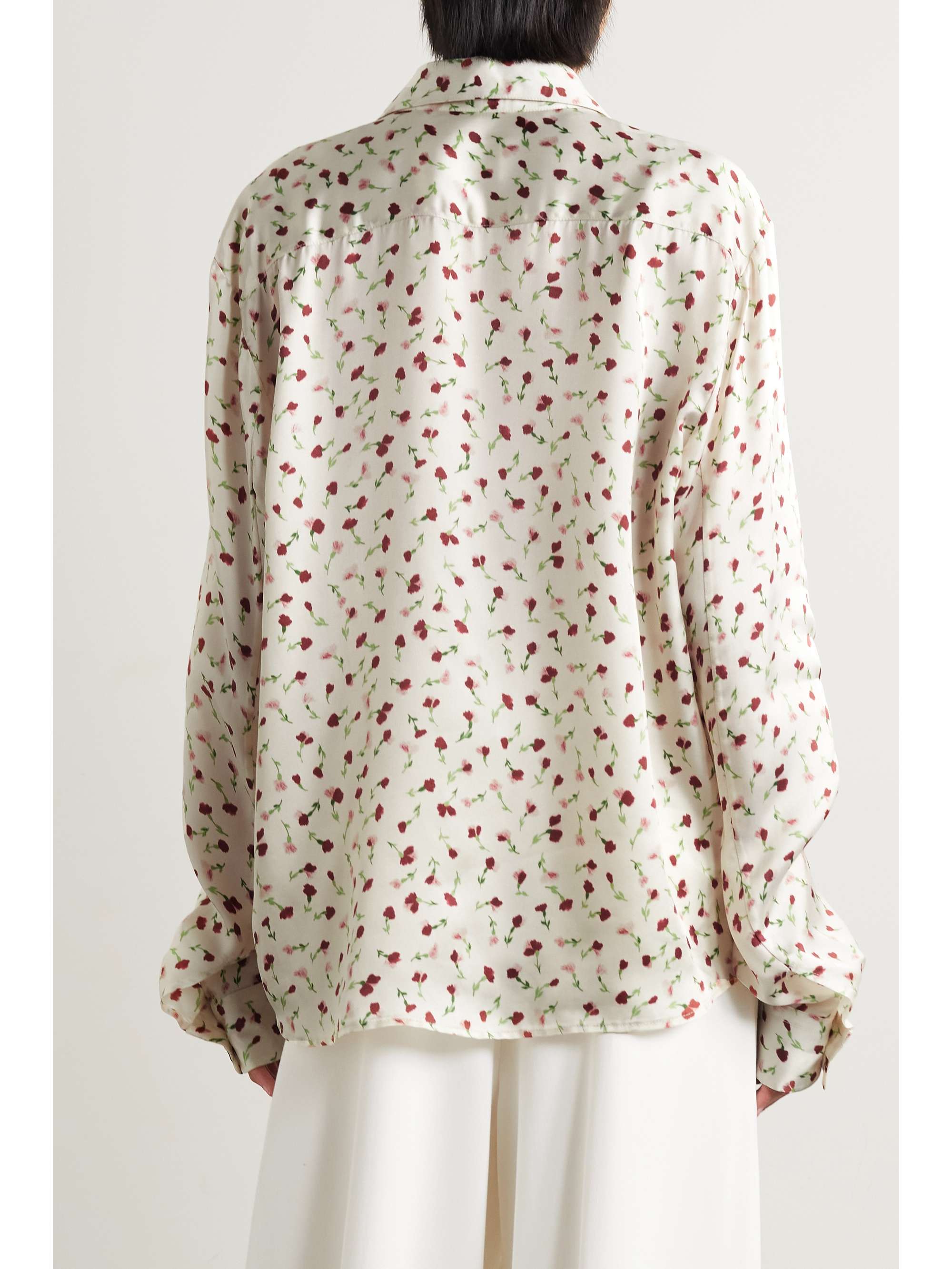 KHAITE Argo floral-print satin shirt