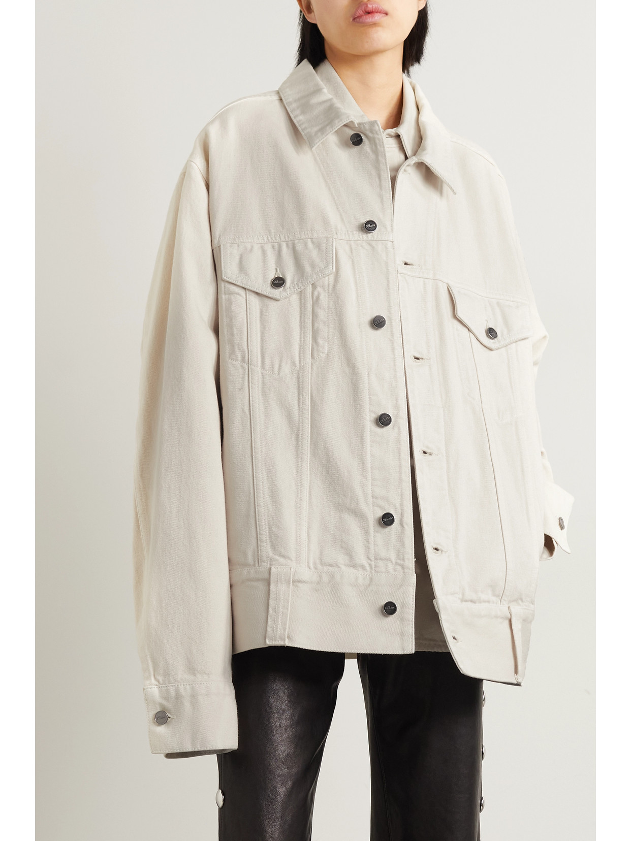 Khaite Neutral Grizzo Denim Jacket In Ivory