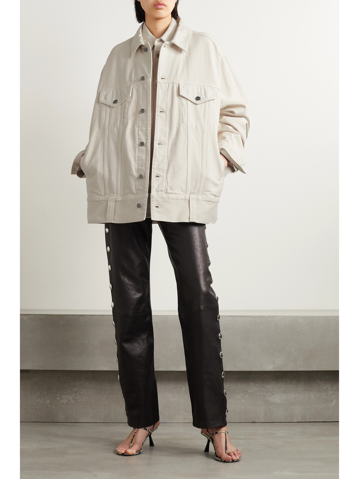 Khaite Neutral Grizzo Denim Jacket In Ivory