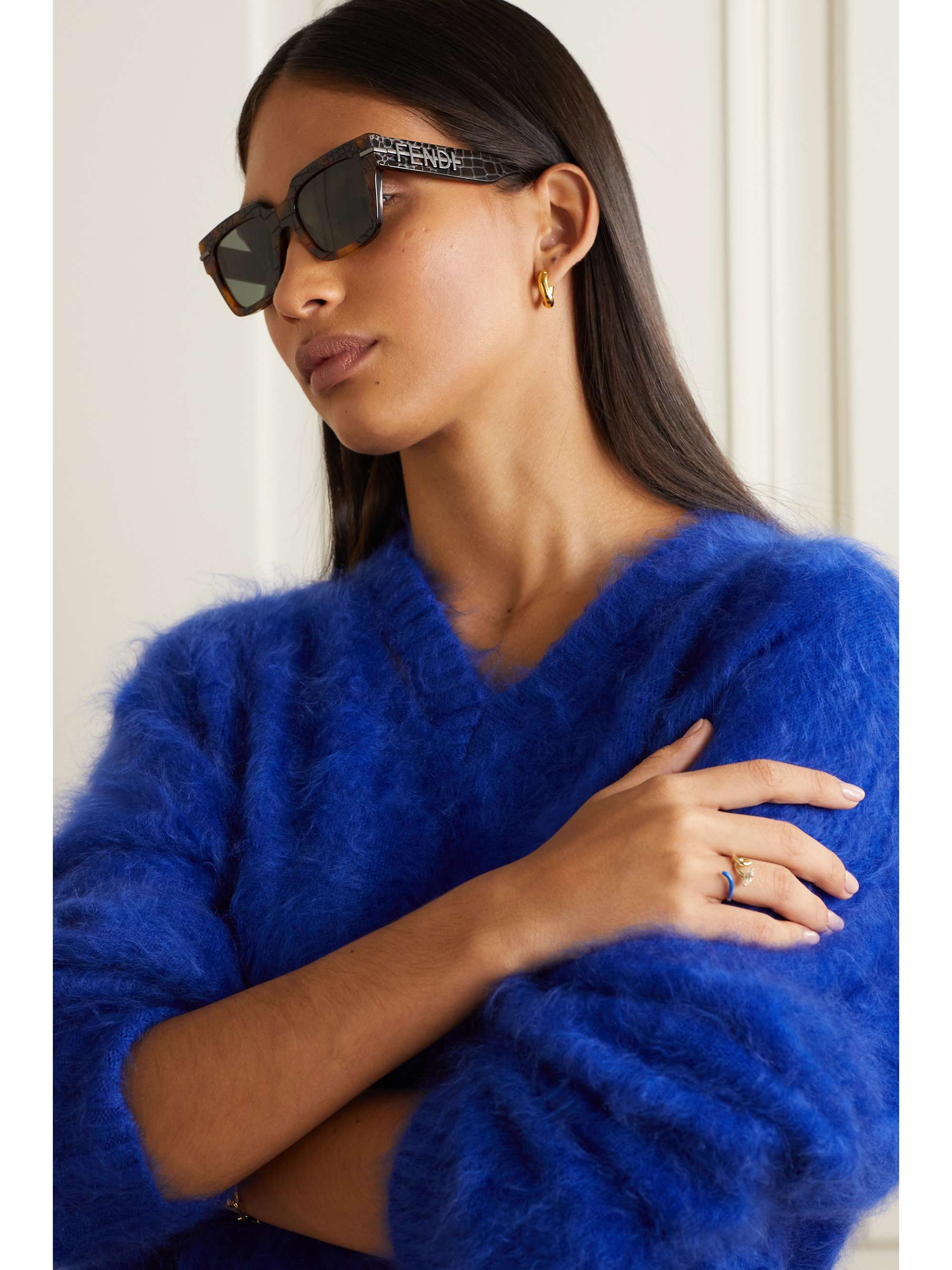 FENDI EYEWEAR Fendigraphy square-frame tortoiseshell acetate sunglasses