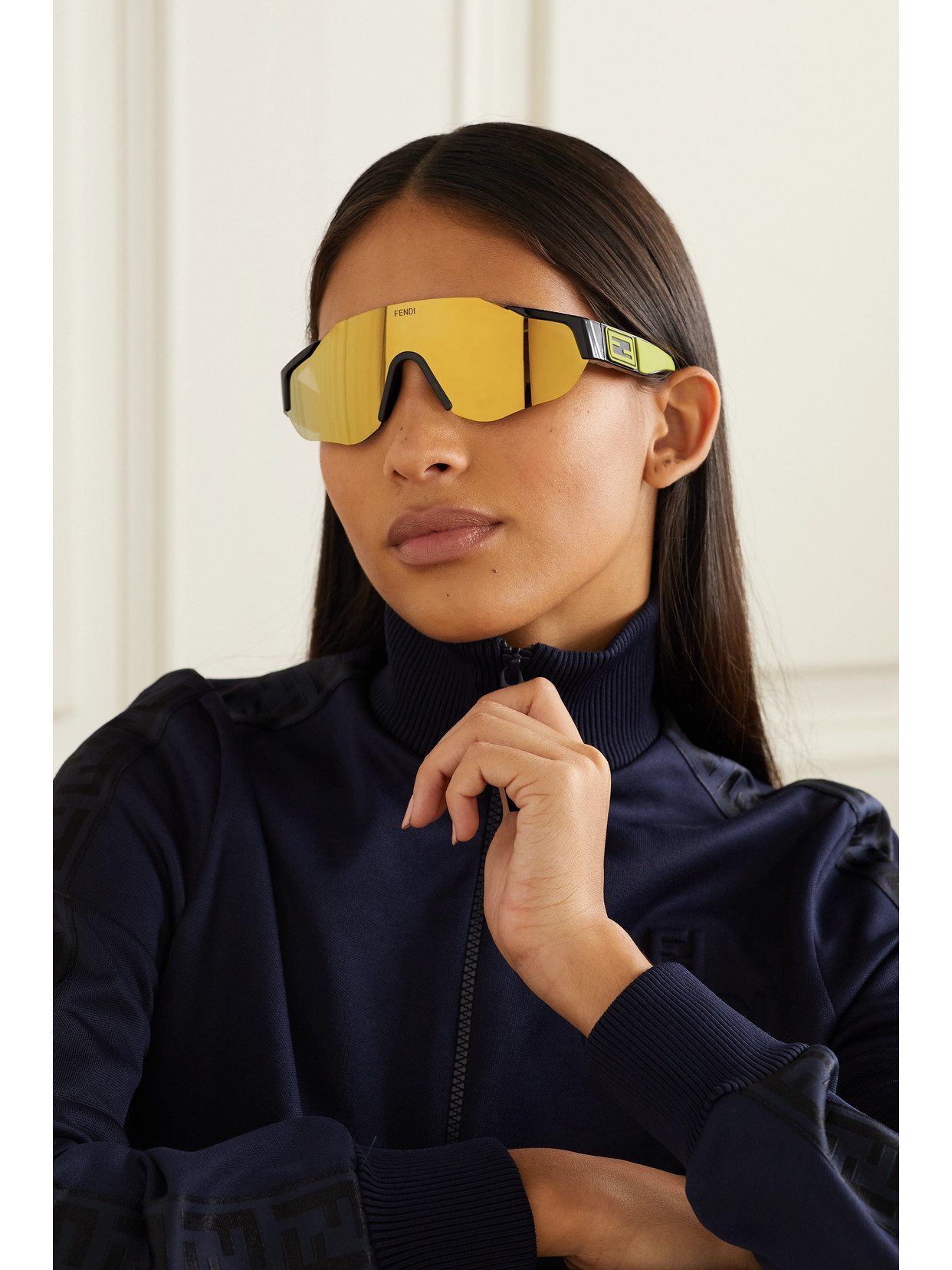 Shop Fendi D-frame Acetate Mirrored Sunglasses In Green