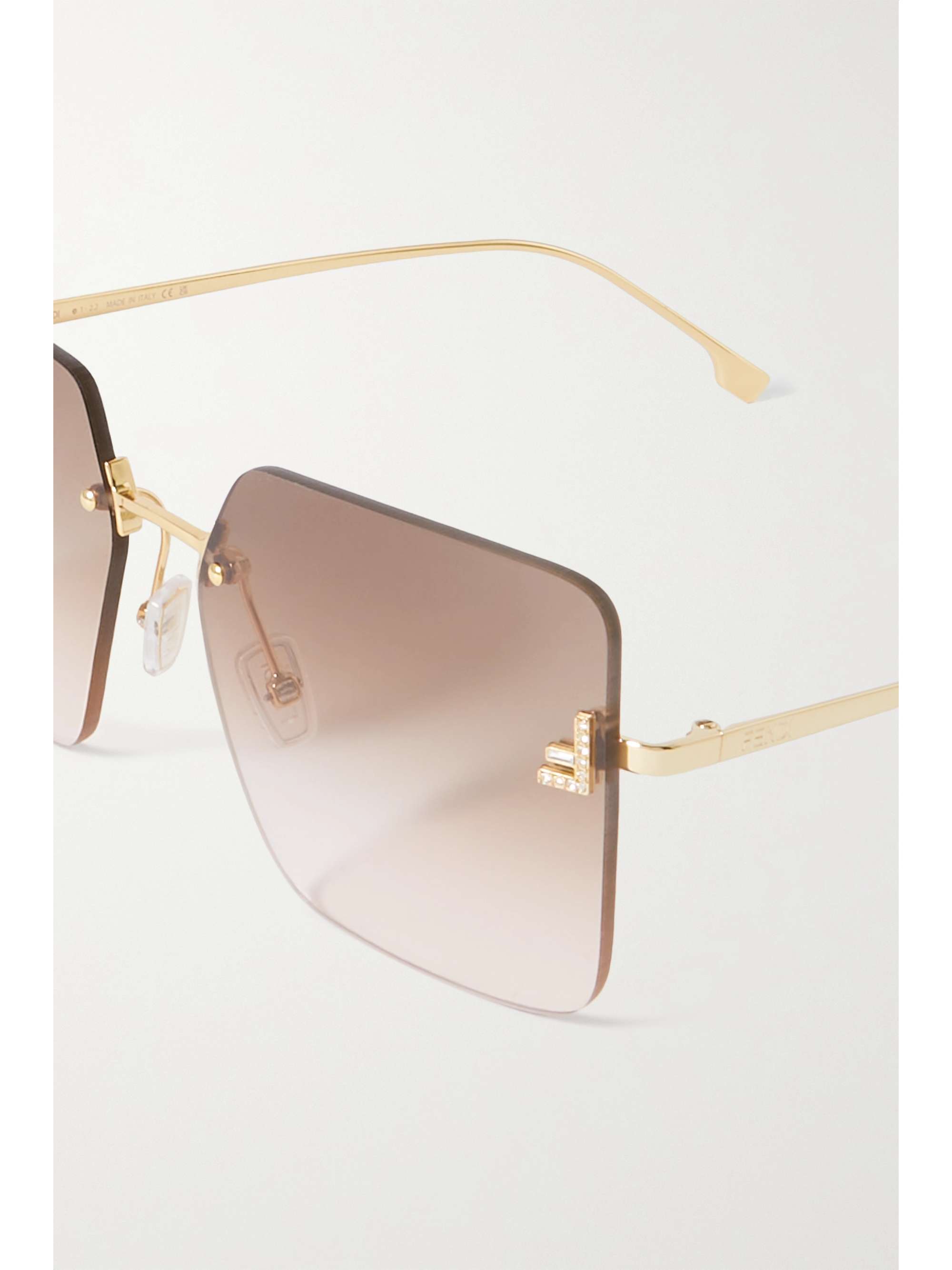 FENDI EYEWEAR Fendi First oversized square-frame gold-tone sunglasses