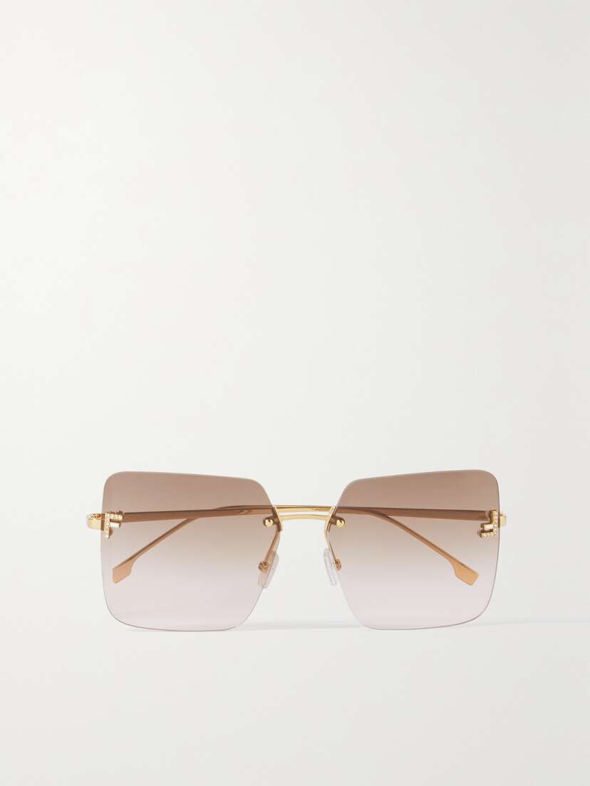 FENDI EYEWEAR Fendi First Oversized Square-frame Gold-tone Sunglasses