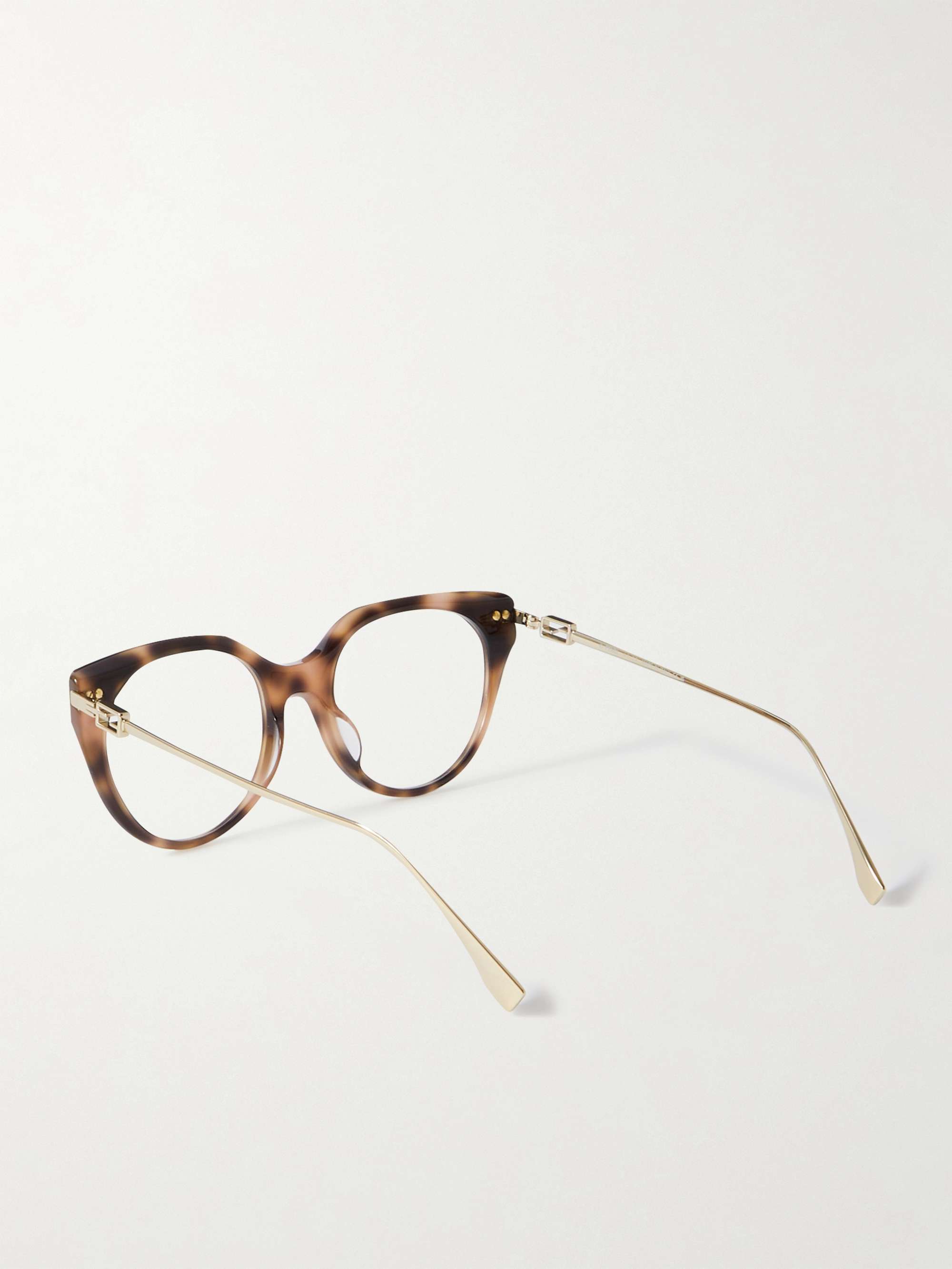FENDI EYEWEAR Cat-eye tortoiseshell acetate and gold-tone optical glasses