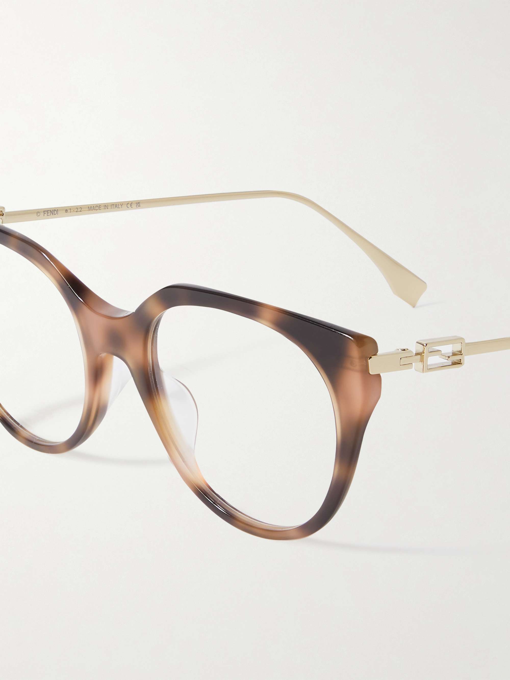 FENDI EYEWEAR Cat-eye tortoiseshell acetate and gold-tone optical glasses