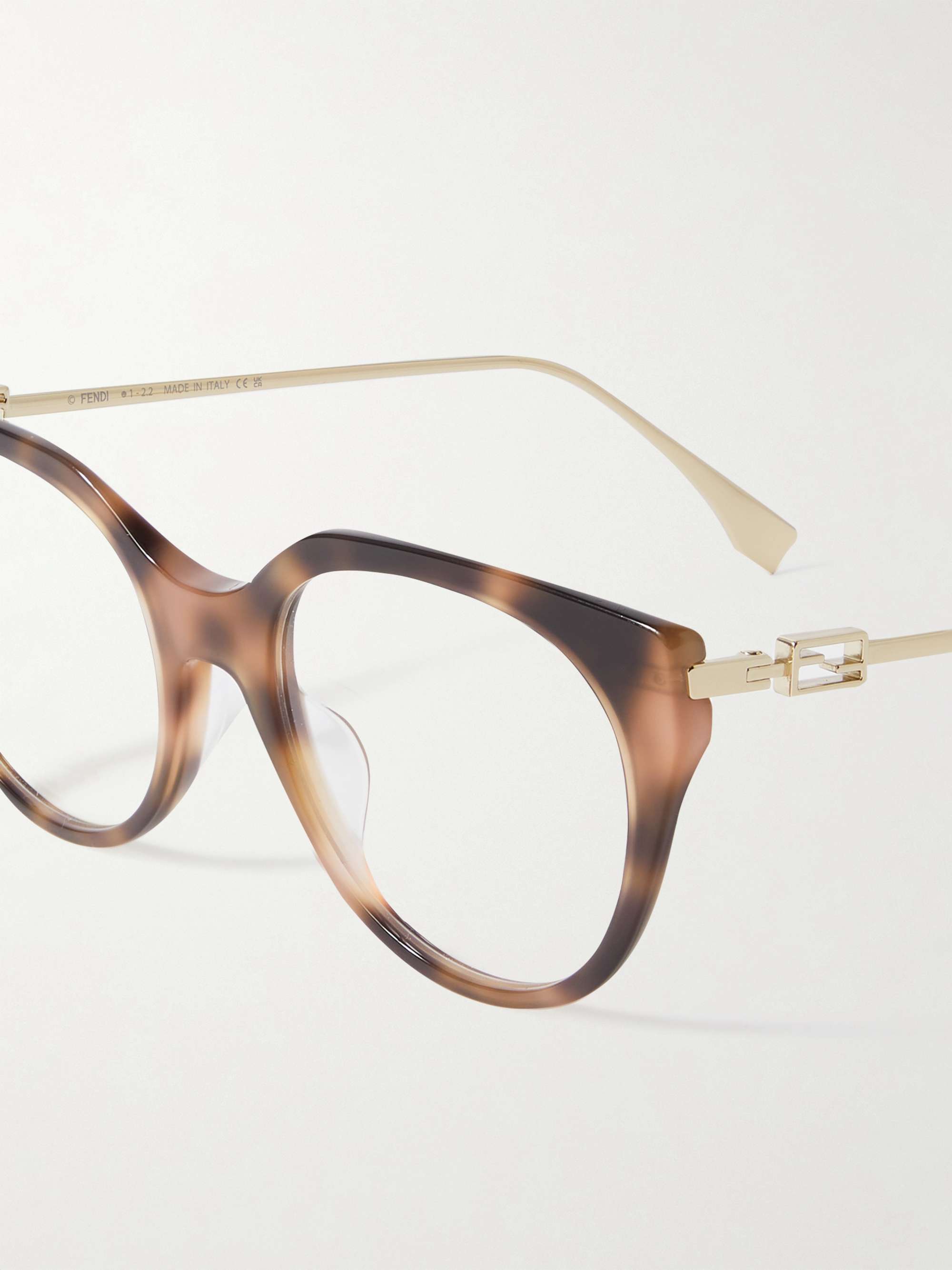 Cat-eye tortoiseshell acetate and gold-tone optical glasses